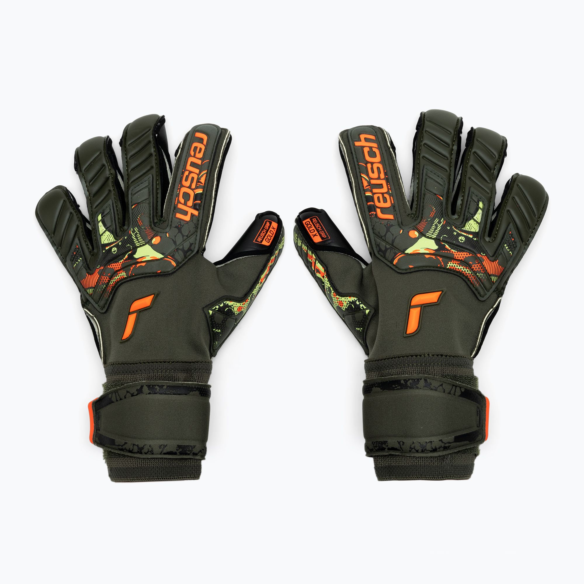 Rękawice bramkarskie Reusch Attrakt Gold X Evolution Cut desert green/shock orange/black 