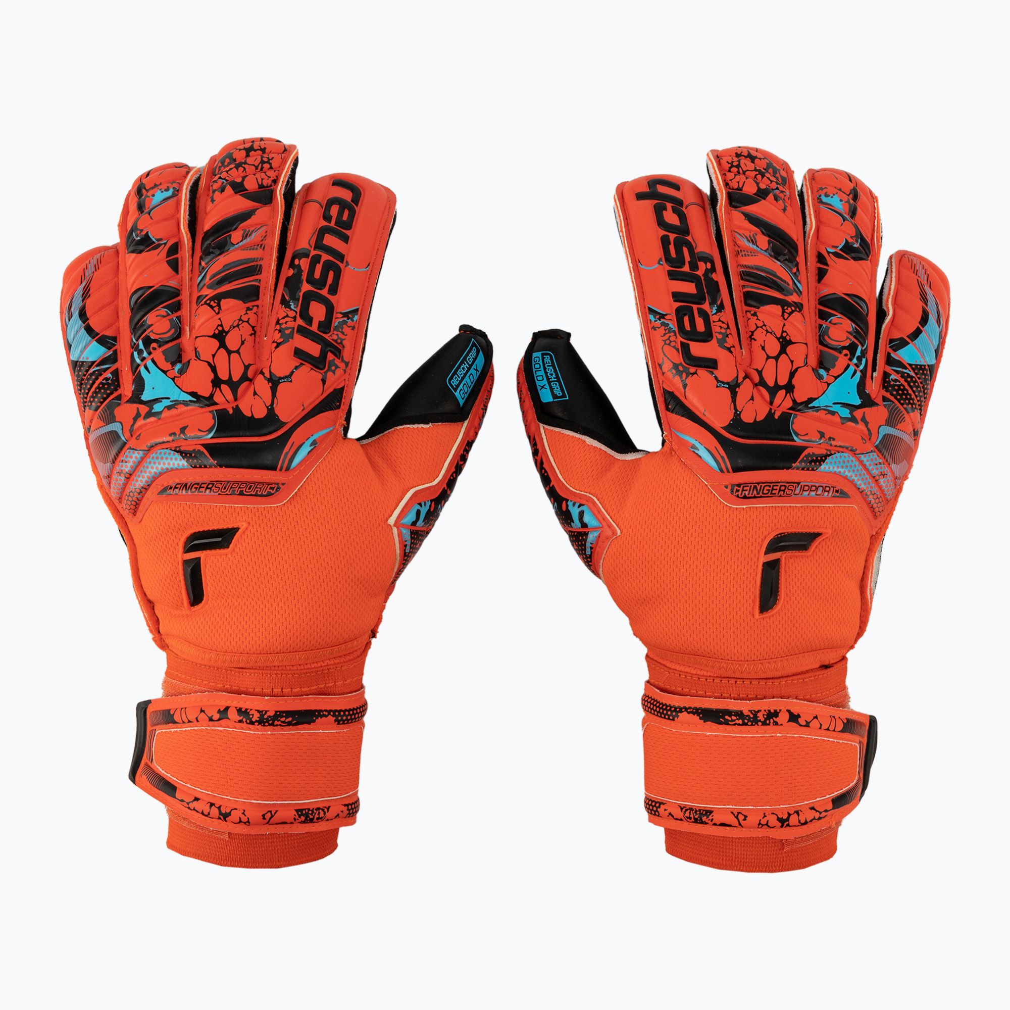 Rękawice bramkarskie Reusch Attrakt Gold X Evolution Cut Finger Support bright red/future blue/black 