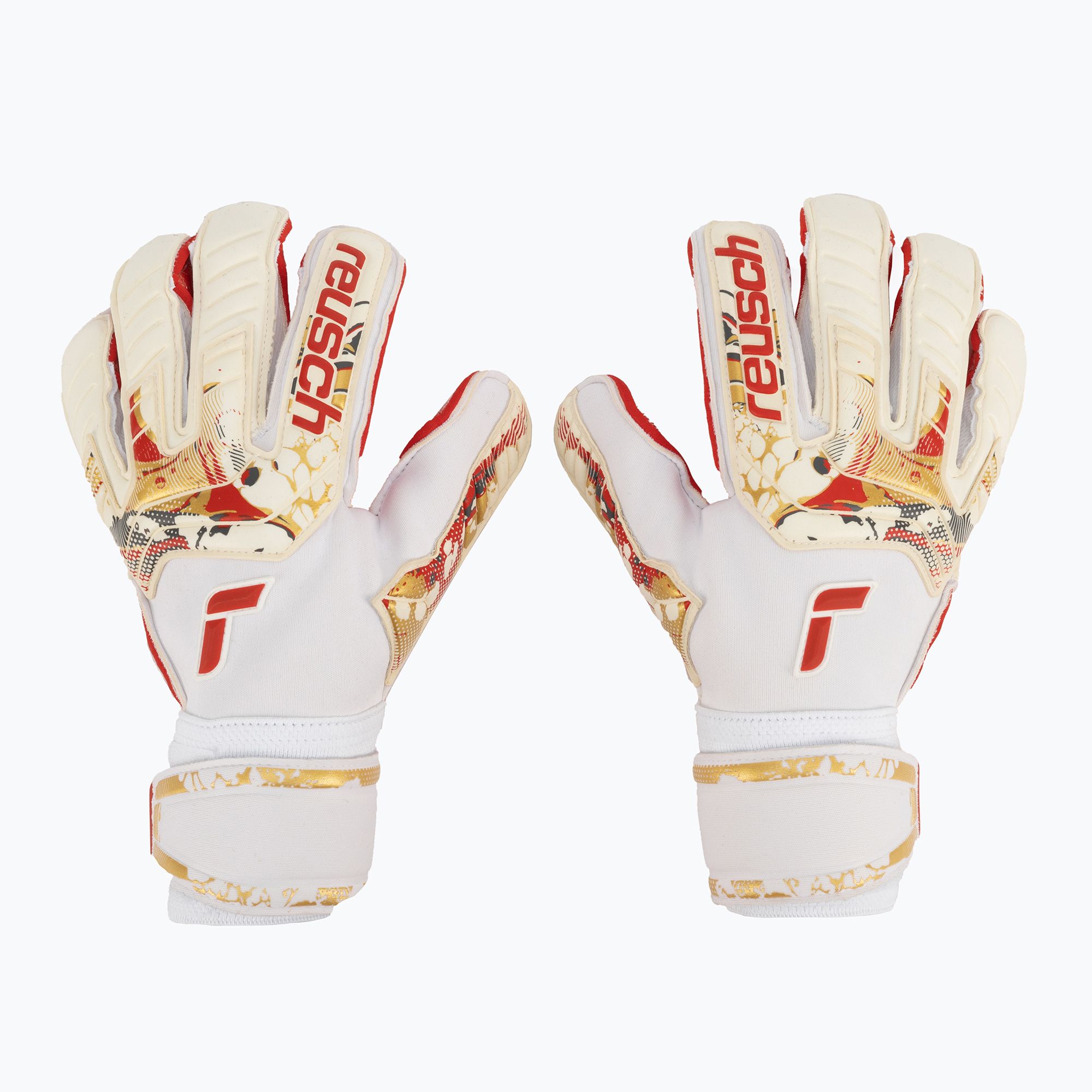 Rękawice bramkarskie Reusch Attrakt Gold X GluePrint white/gold/fiery red 