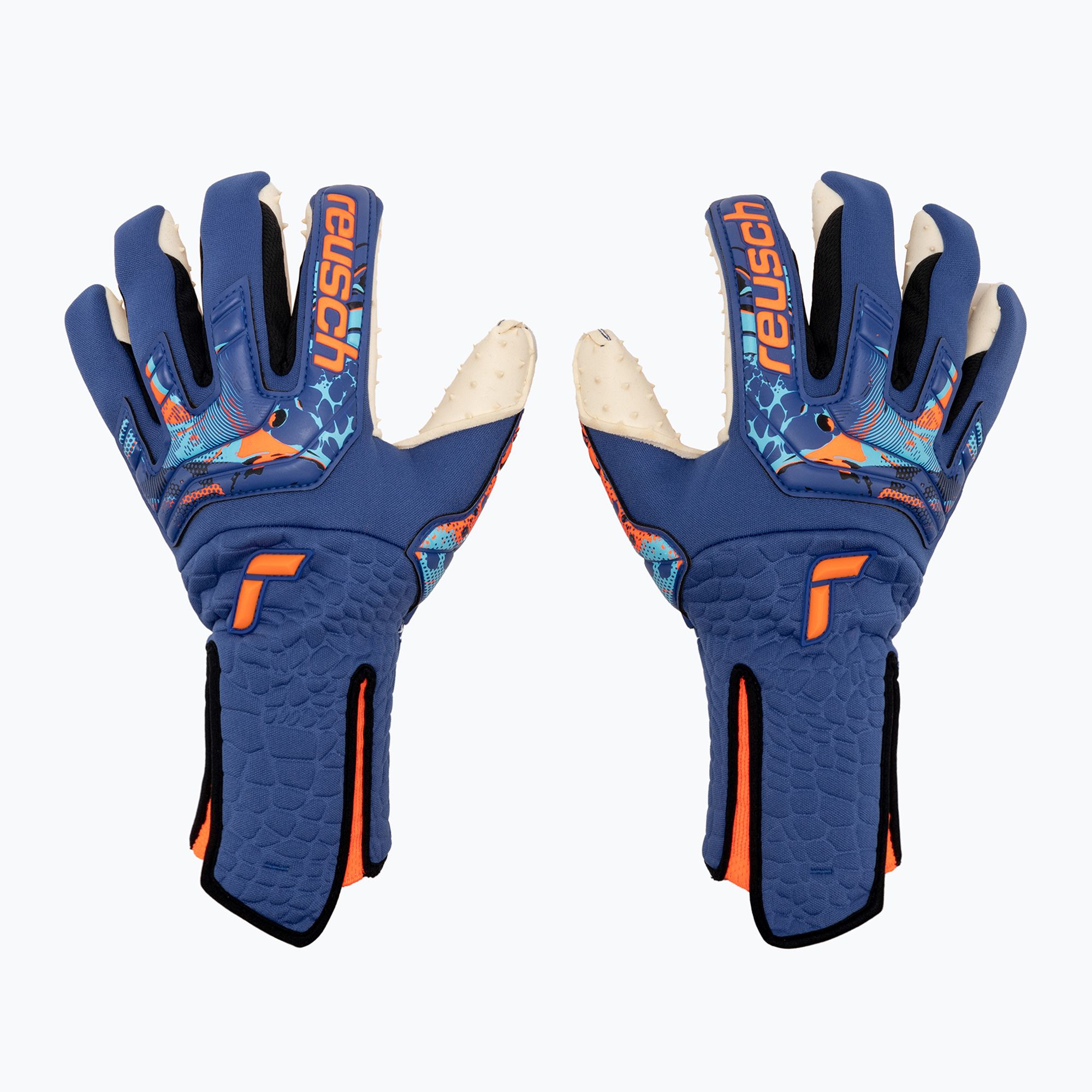 Rękawice bramkarskie Reusch Attrakt Speedbump Strapless AdaptiveFlex true blue/shocking orange 