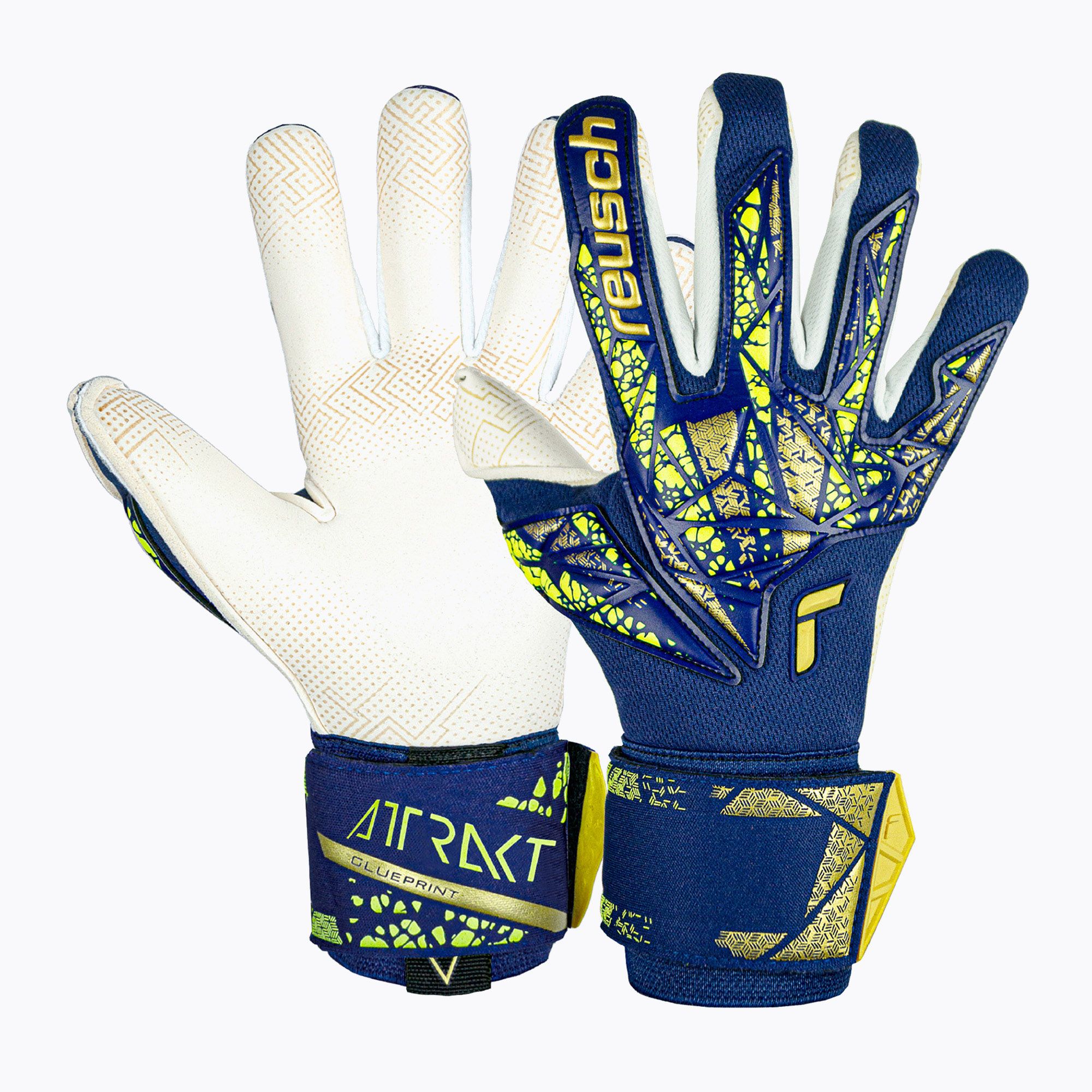 Rękawice bramkarskie Reusch Attrakt Gold X GluePrint premium blue/gold 
