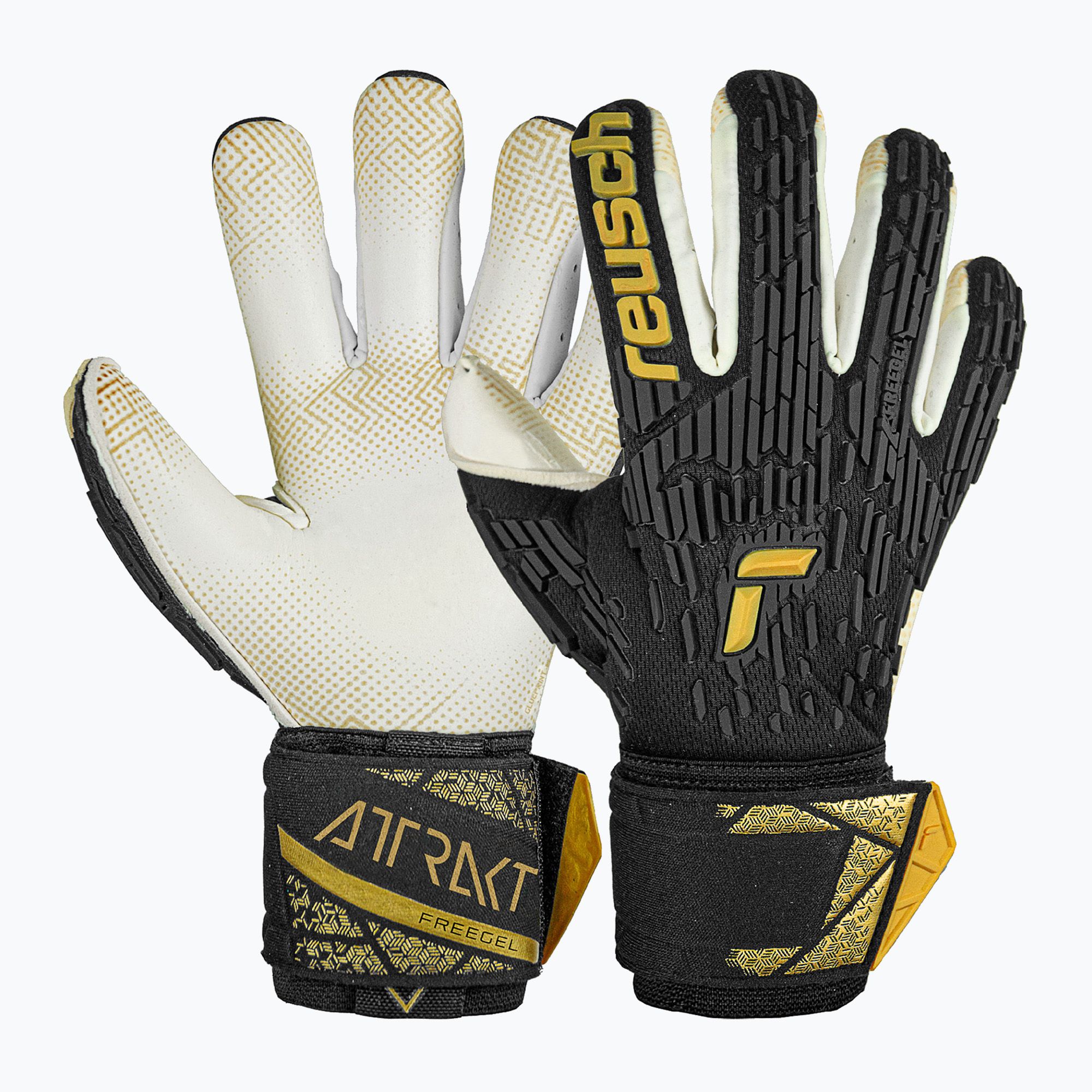 Rękawice bramkarskie Reusch Attrakt Freegel Gold X GluePrint Finger Support black/gold 