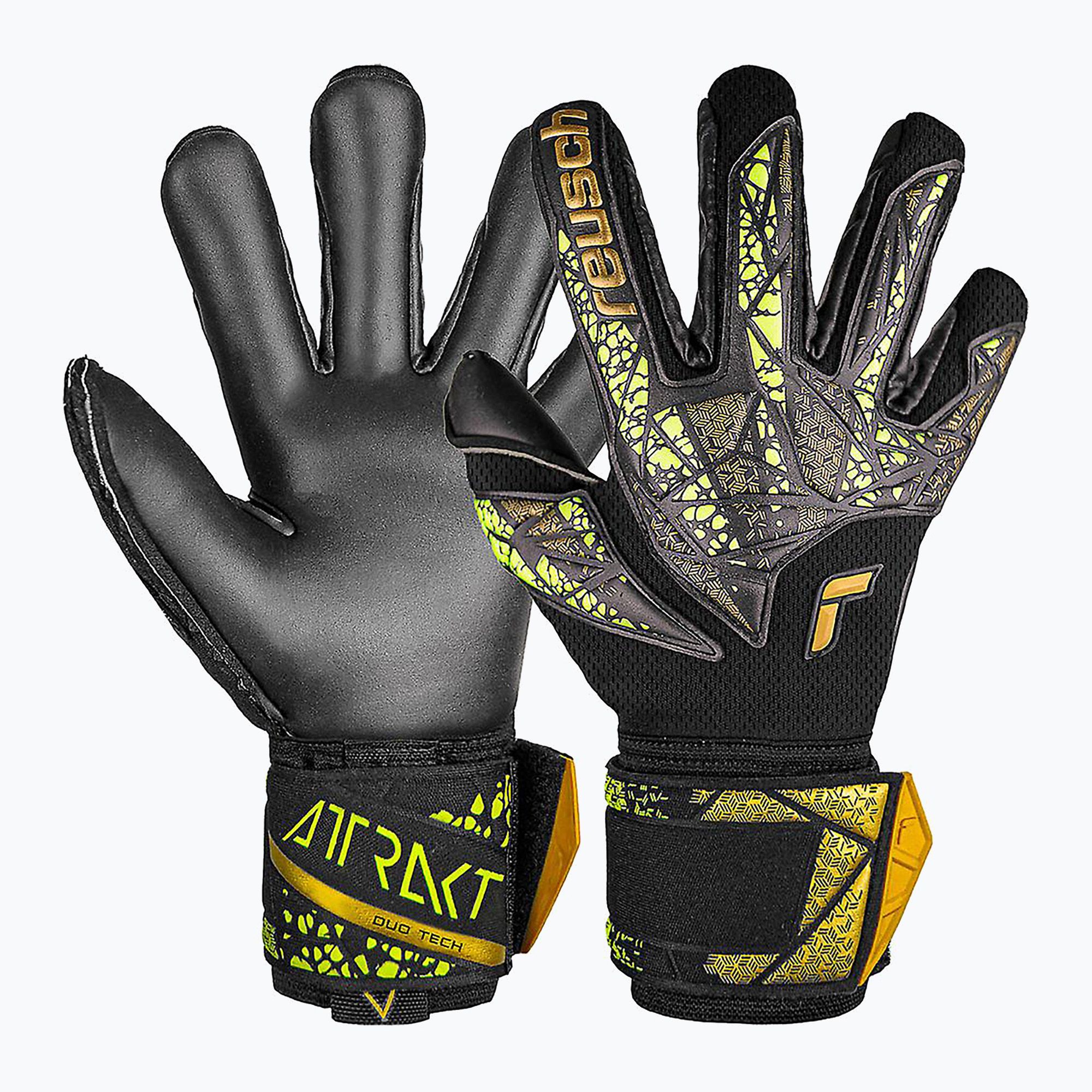 Rękawice bramkarskie Reusch Attrakt Duo Finger Support black/gold/yellow/black 