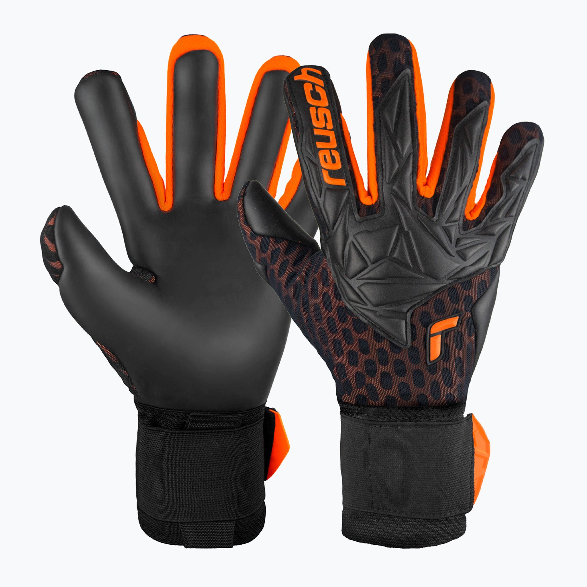 Rękawice bramkarskie Reusch Attrakt Gold X Airvent black/shocking orange 
