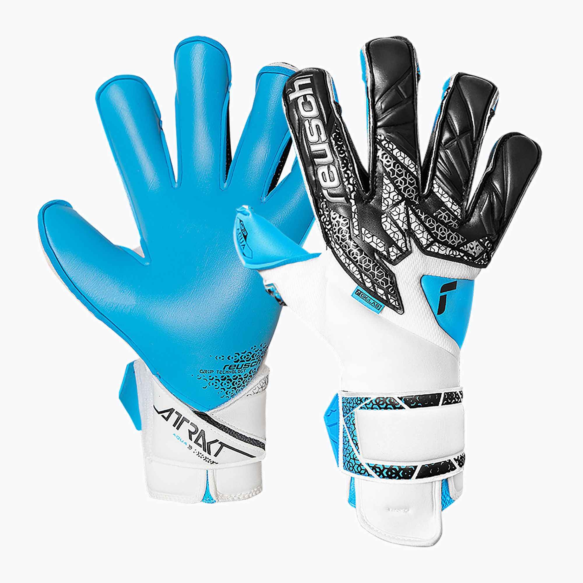 Rękawice bramkarskie Reusch Attrakt Aqua Evolution white/black/aqua blue 