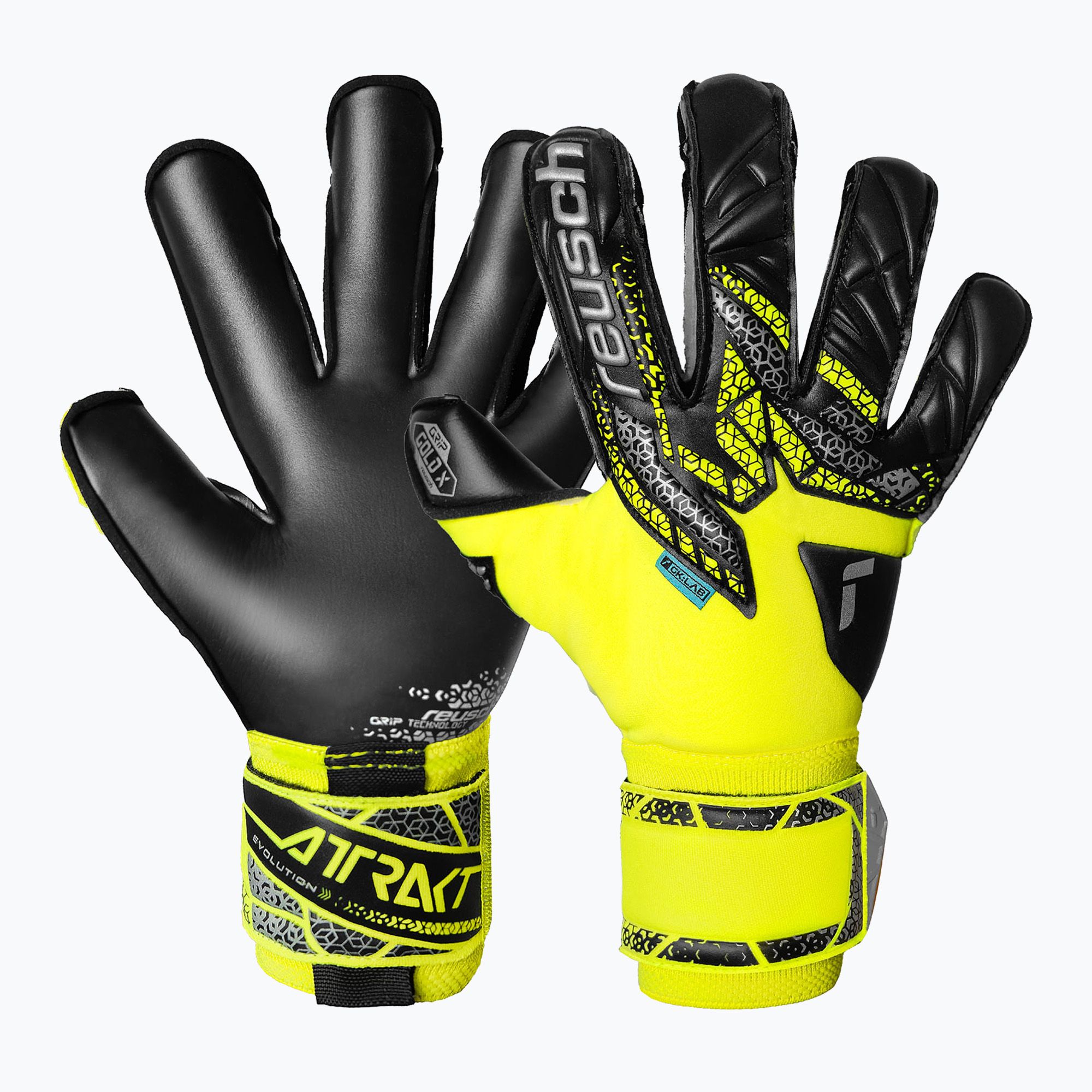 Rękawice bramkarskie Reusch Attrakt Gold X Evolution safety yellow/silver/black 