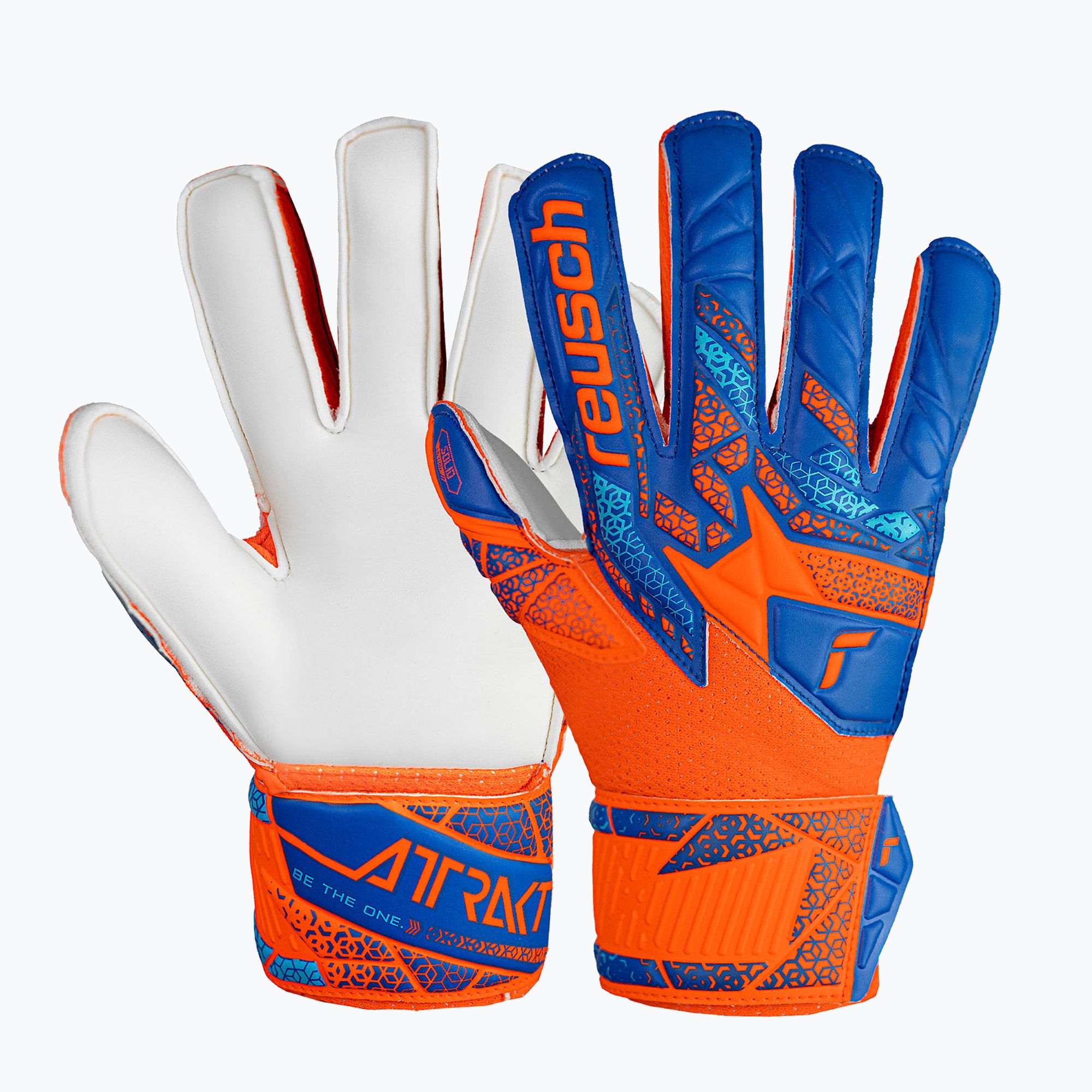 Rękawice bramkarskie dziecięce Reusch Attrakt Solid Finger Support Junior shocking orange/blue 