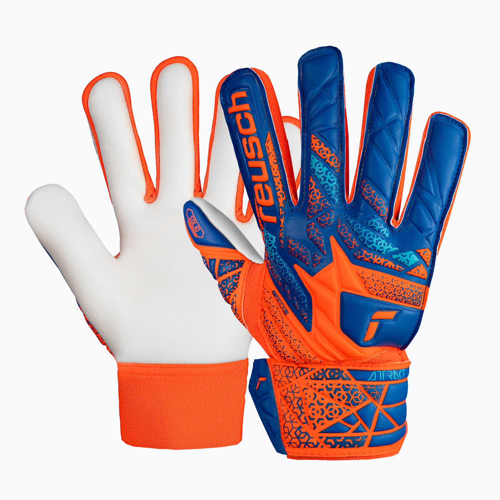 Rękawice bramkarskie dziecięce Reusch Attrakt Starter Solid Finger Support Junior shocking orange/blue 