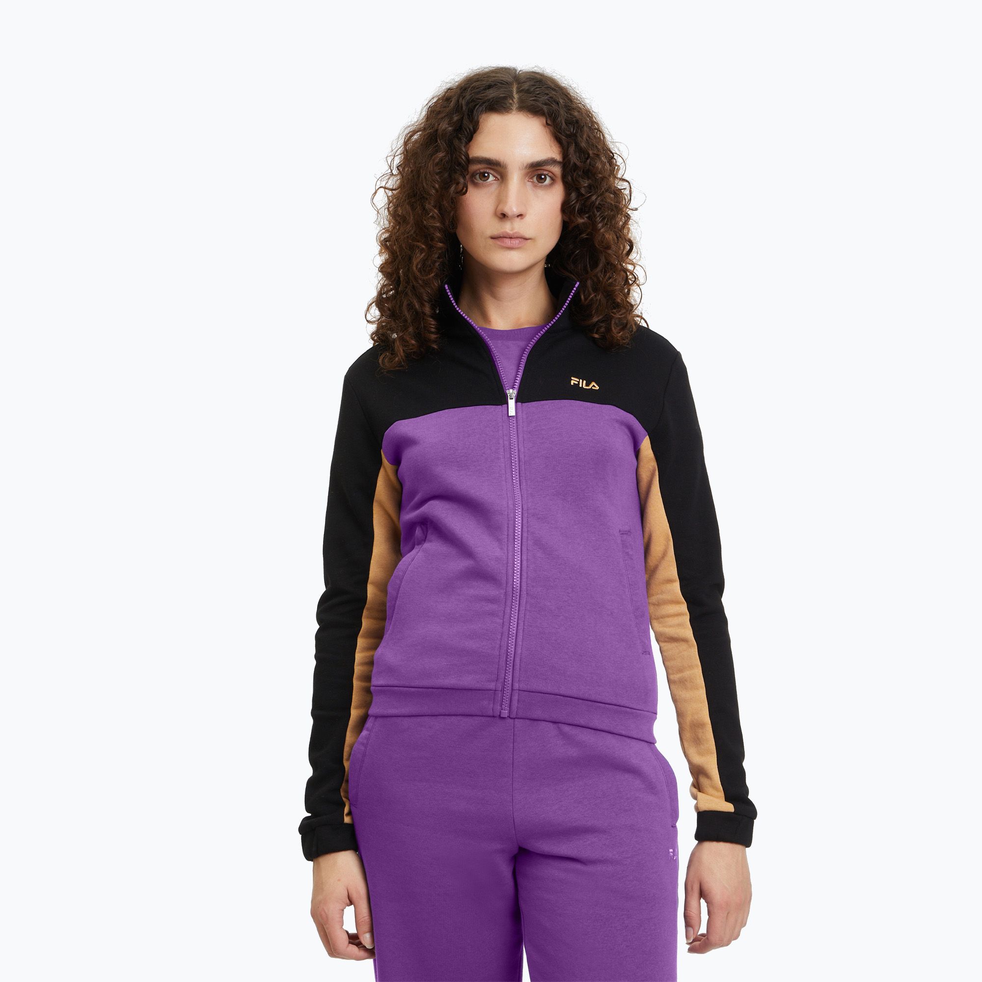 Bluza damska FILA Bruckberg Track black royal purple iced coffe 