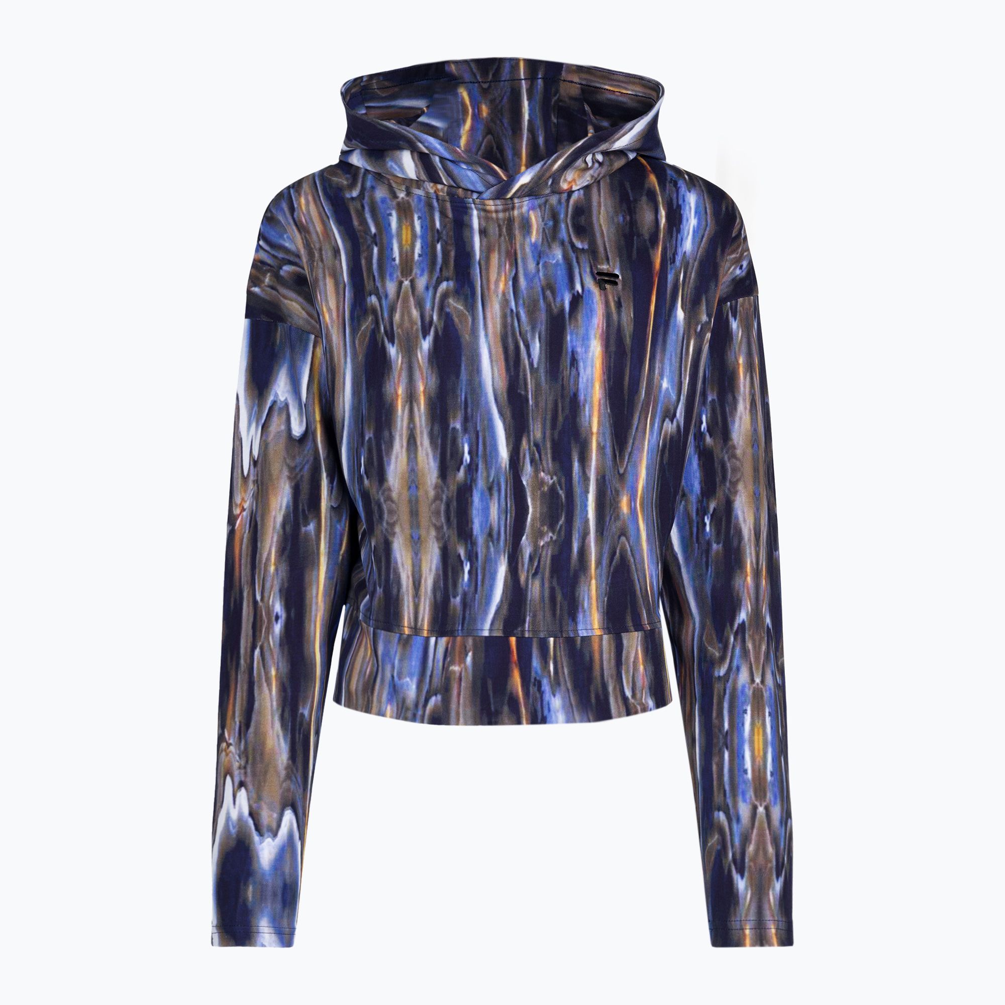 Bluza damska FILA Ceyrat AOP Cropped Hoody blue melting aop 