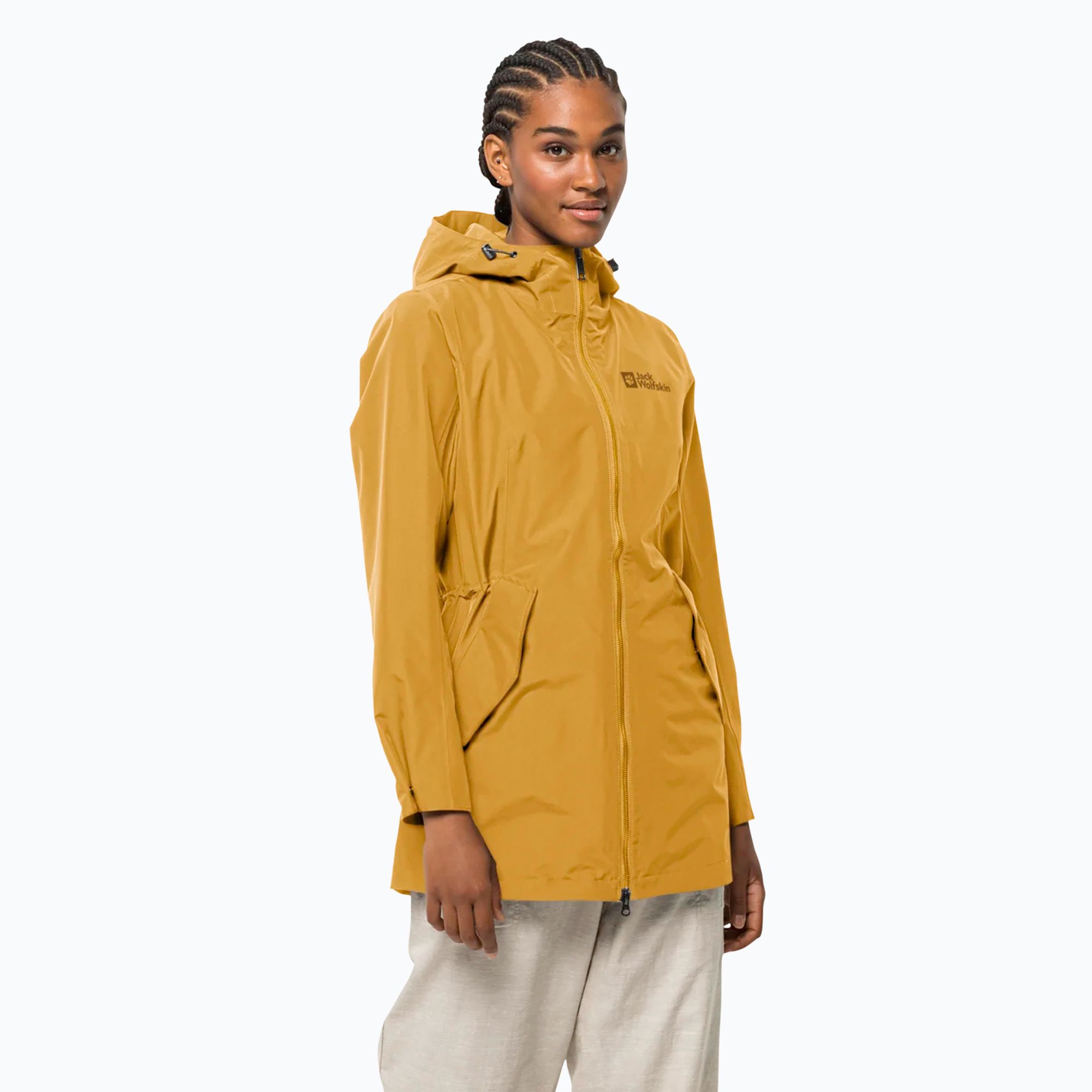 Płaszcz przeciwdeszczowy damski Jack Wolfskin Dakar Parka curry 