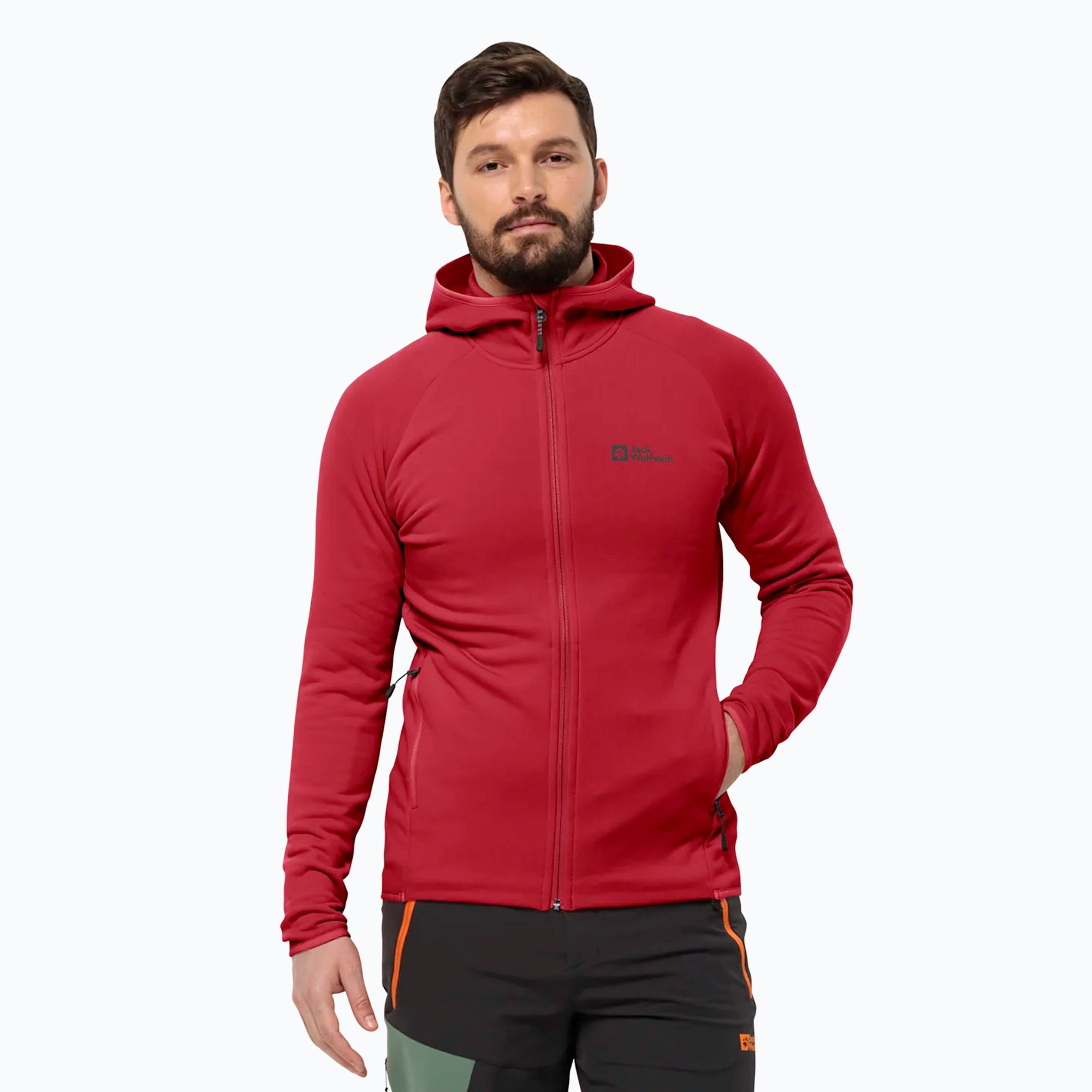 Bluza  polarowa męska Jack Wolfskin Baiselberg Hooded FZ red glow 