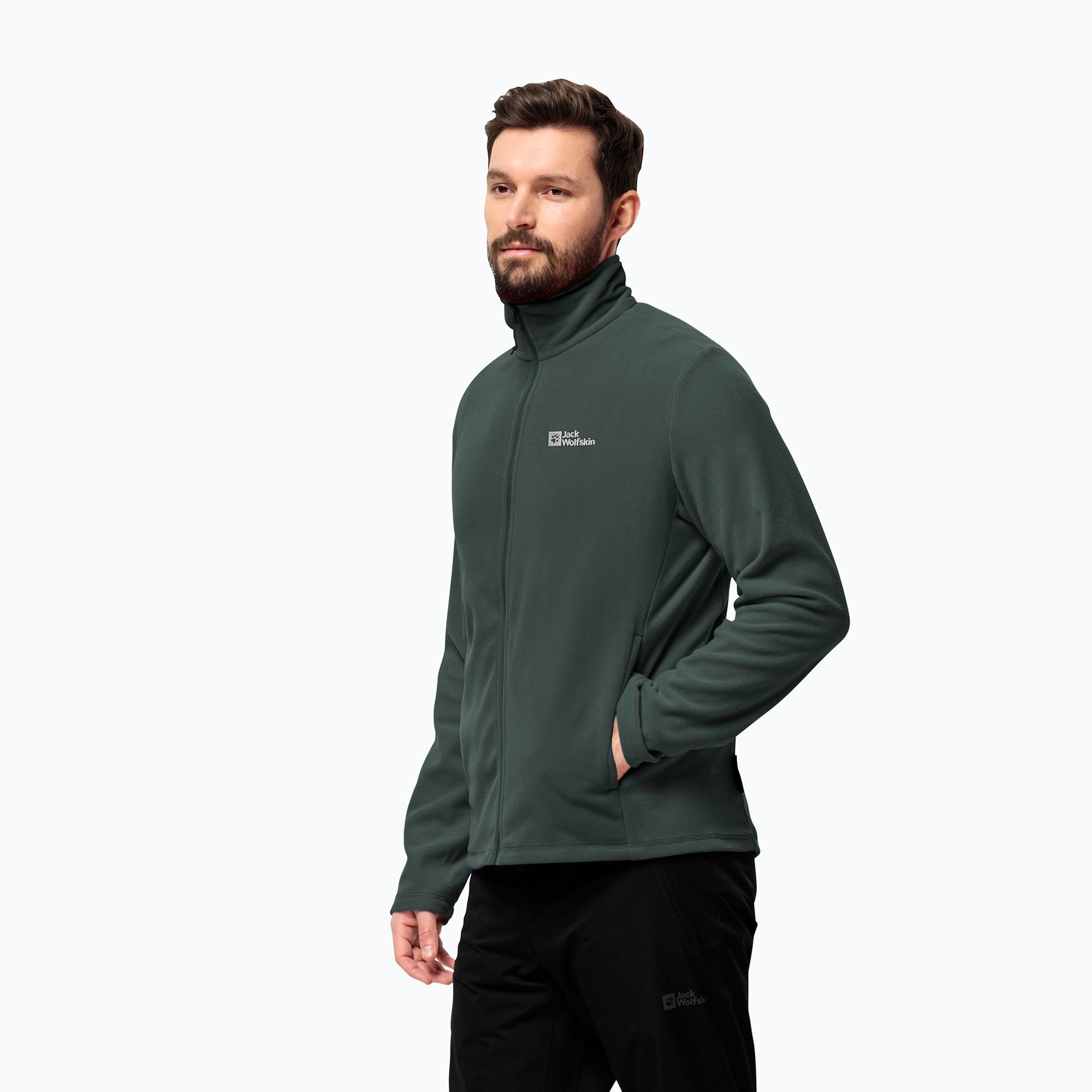 Bluza polarowa męska Jack Wolfskin Taunus Fz black olive/black olive 