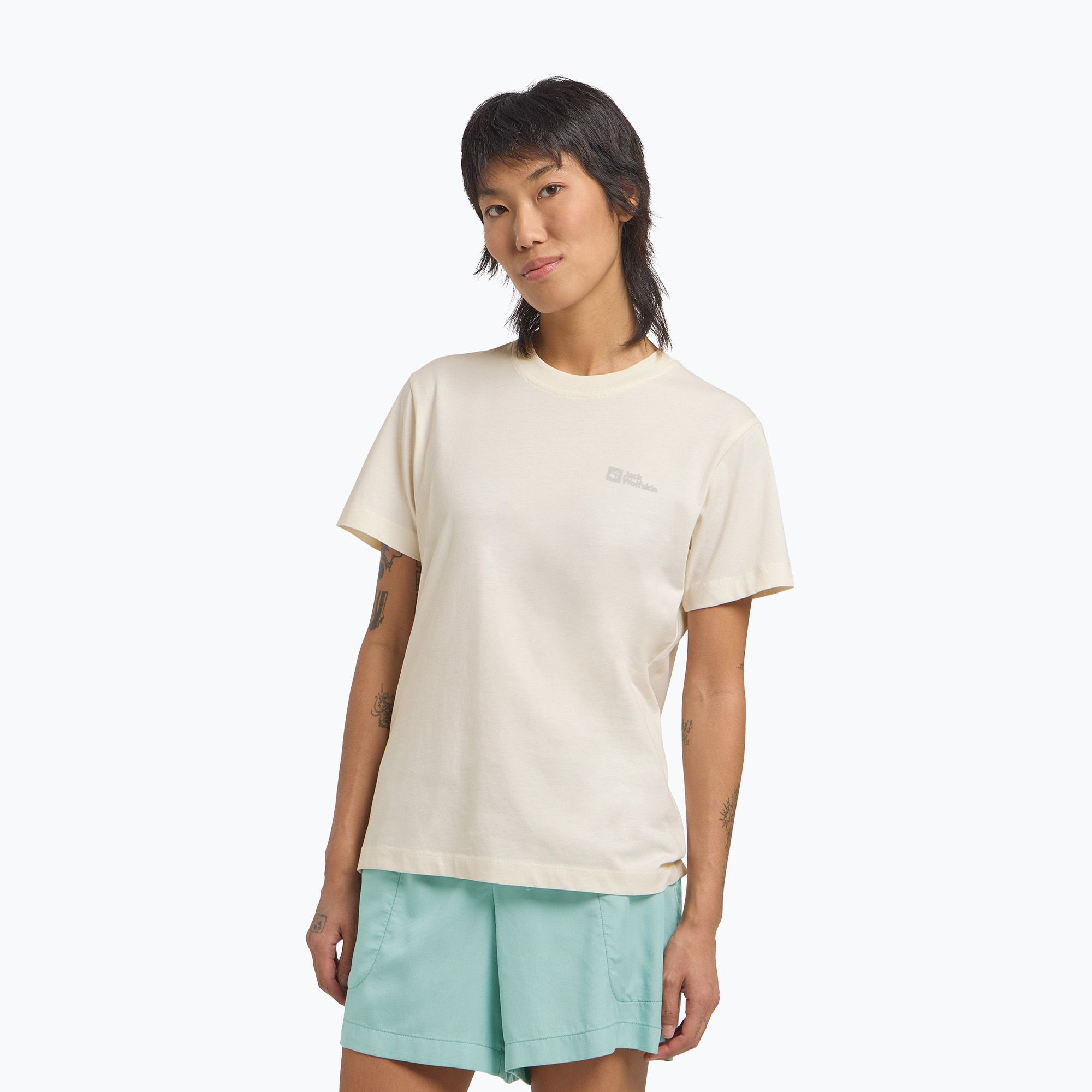 Koszulka damska Jack Wolfskin Essential cotton white 