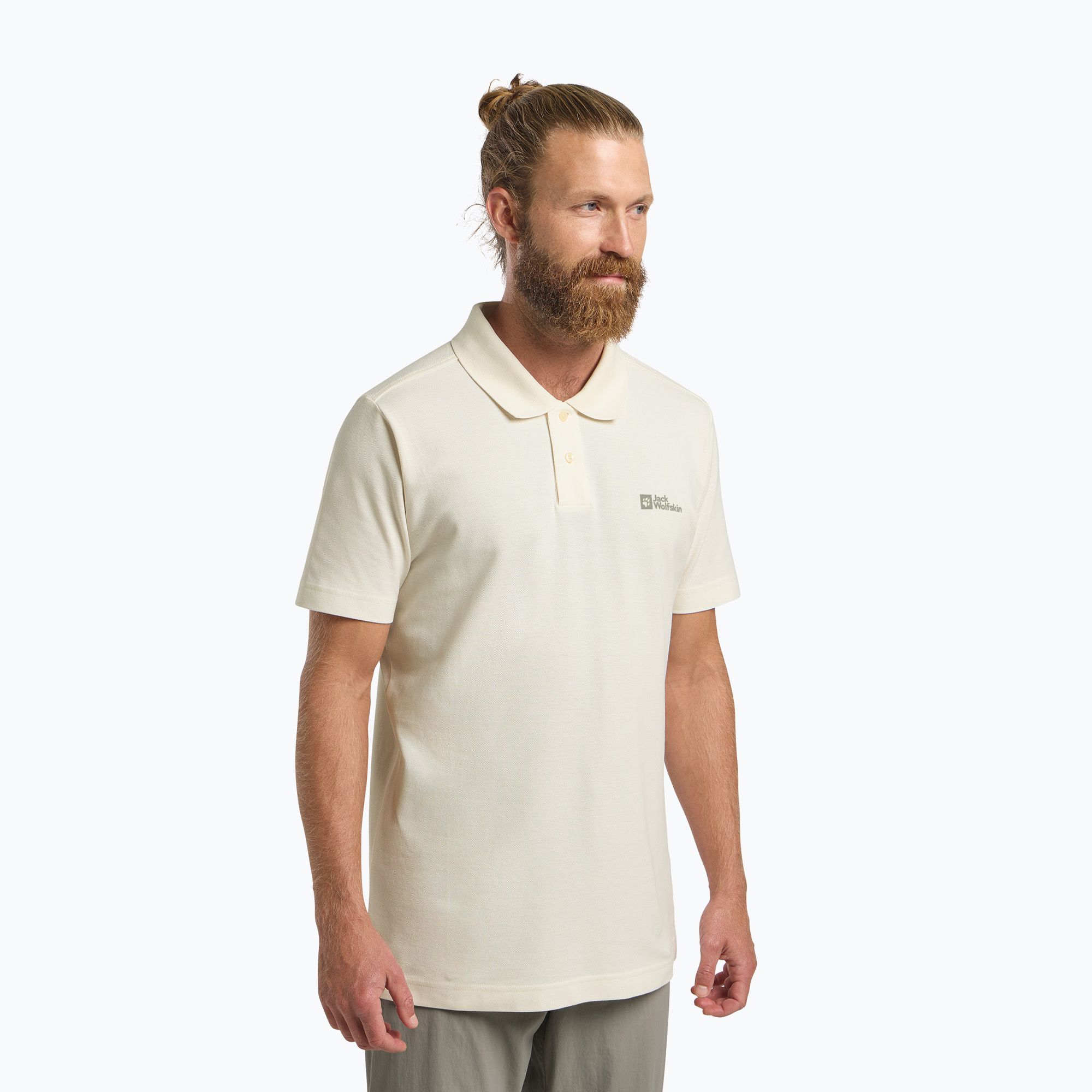 Koszulka polo męska Jack Wolfskin Essential cotton white 