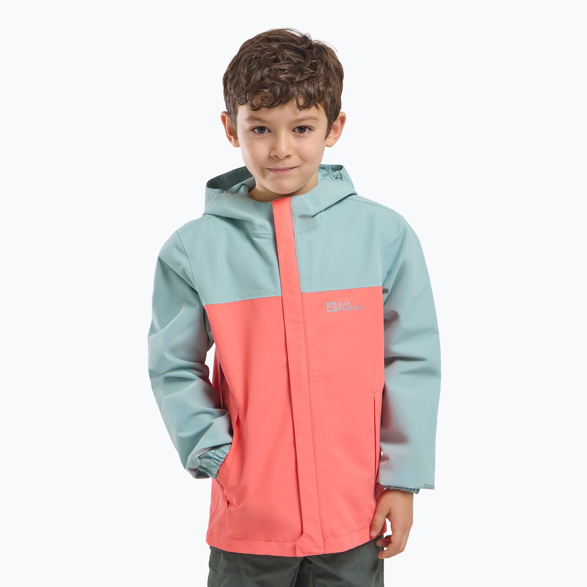 Kurtka przeciwdeszczowa dziecięca Jack Wolfskin Tucan sunset coral 