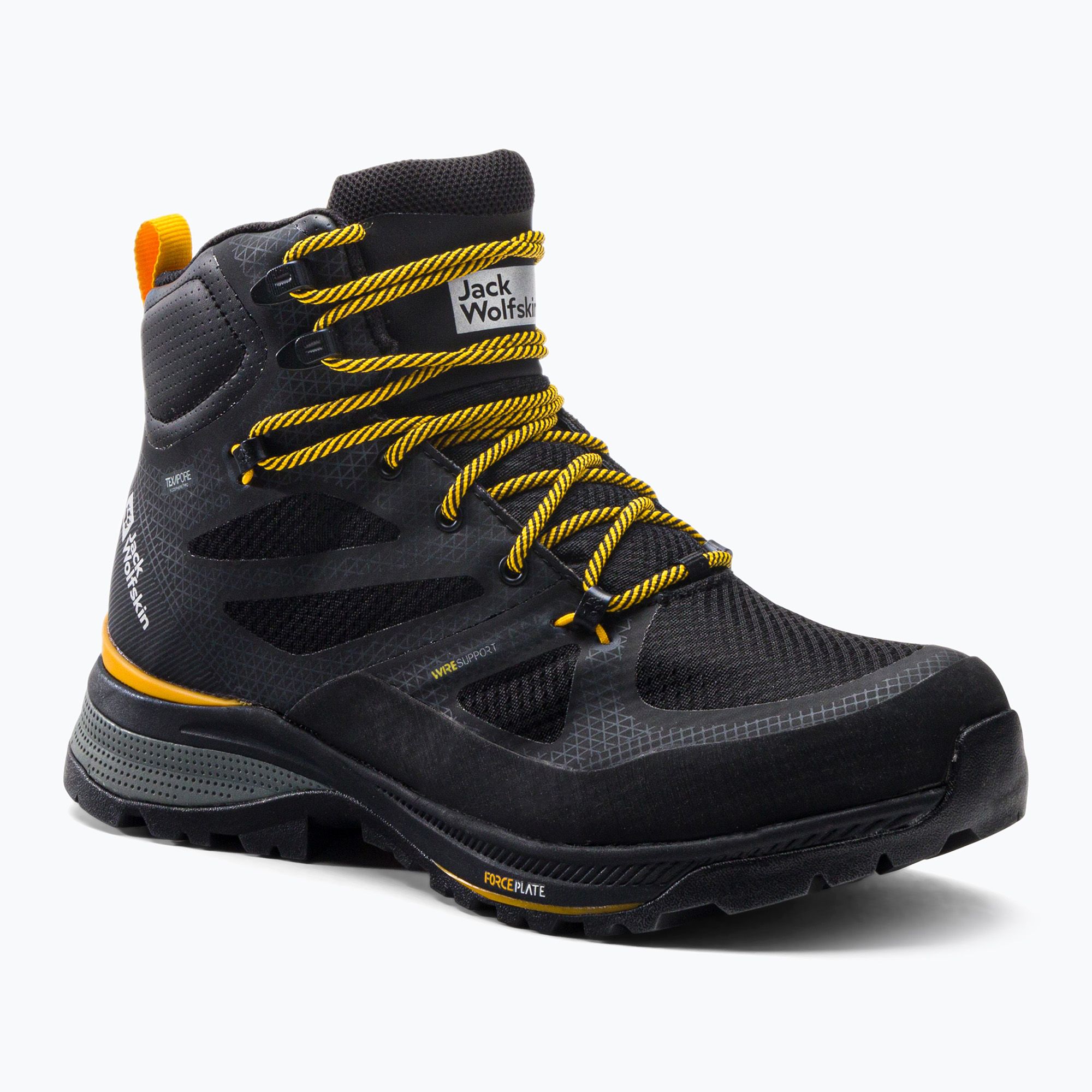 Buty trekkingowe męskie Jack Wolfskin Force Striker Texapore Mid black/burly yellow xt 