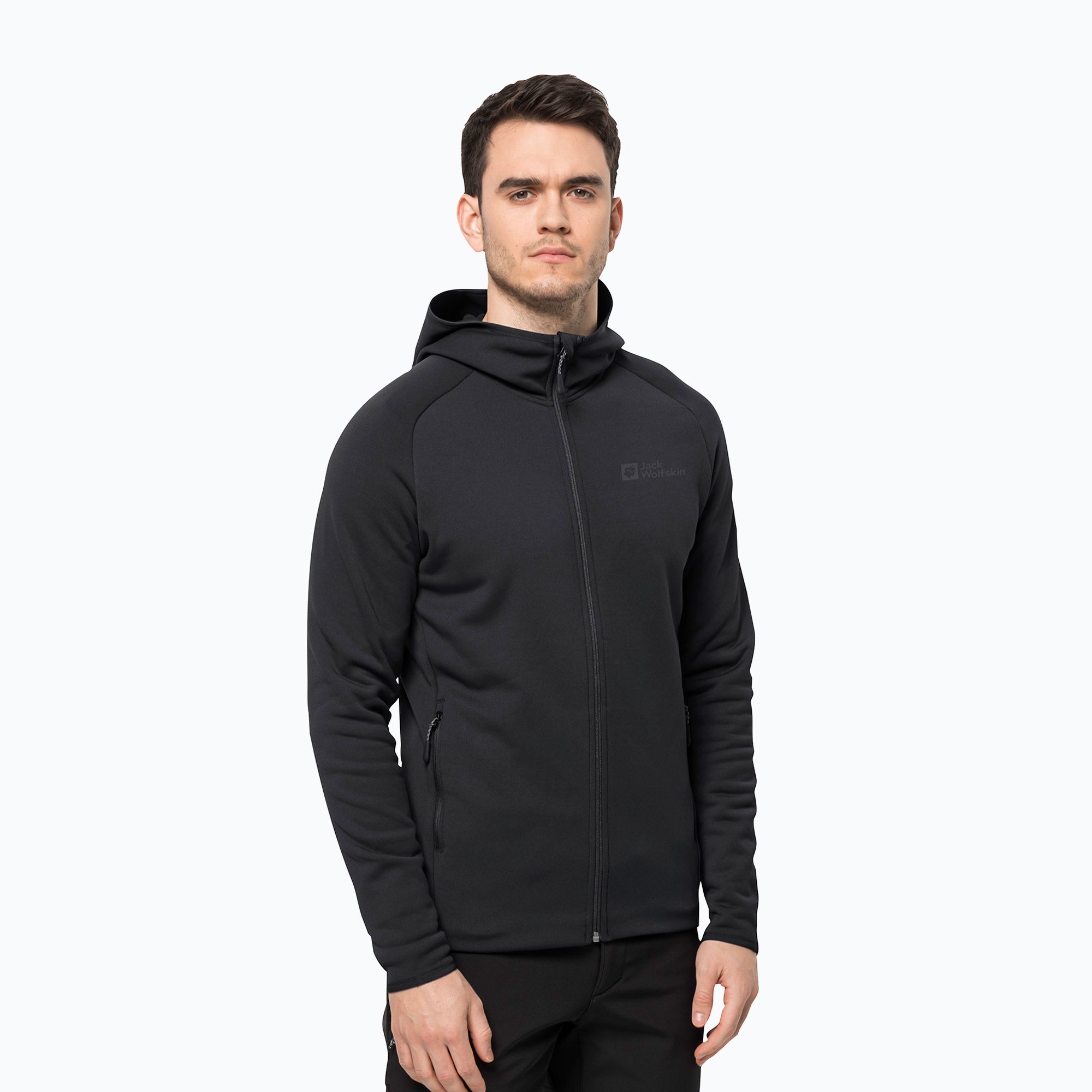 Bluza trekkingowa męska Jack Wolfskin Baiselberg Hooded FZ black 