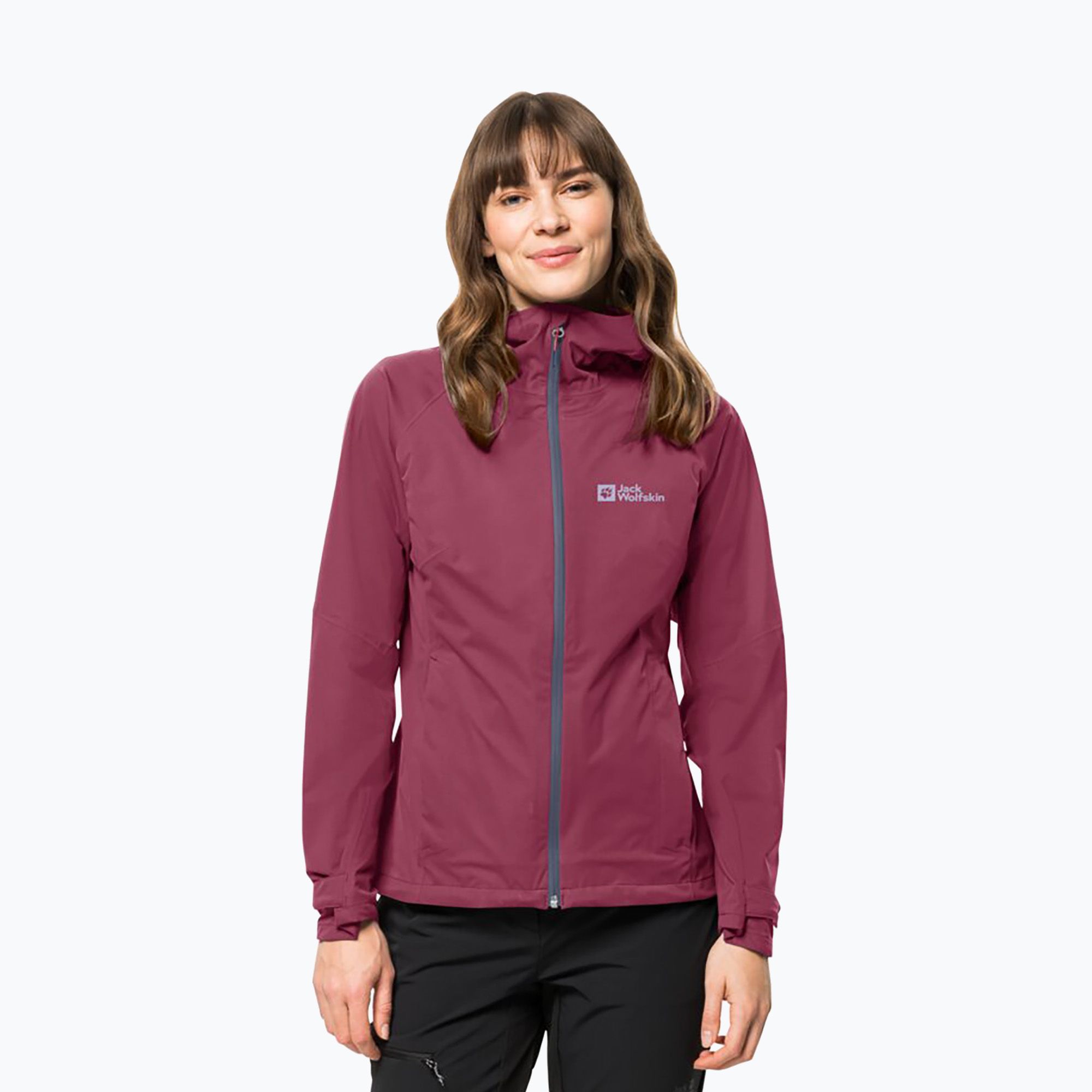 Kurtka przeciwdeszczowa damska Jack Wolfskin Highest Peak sangria red 