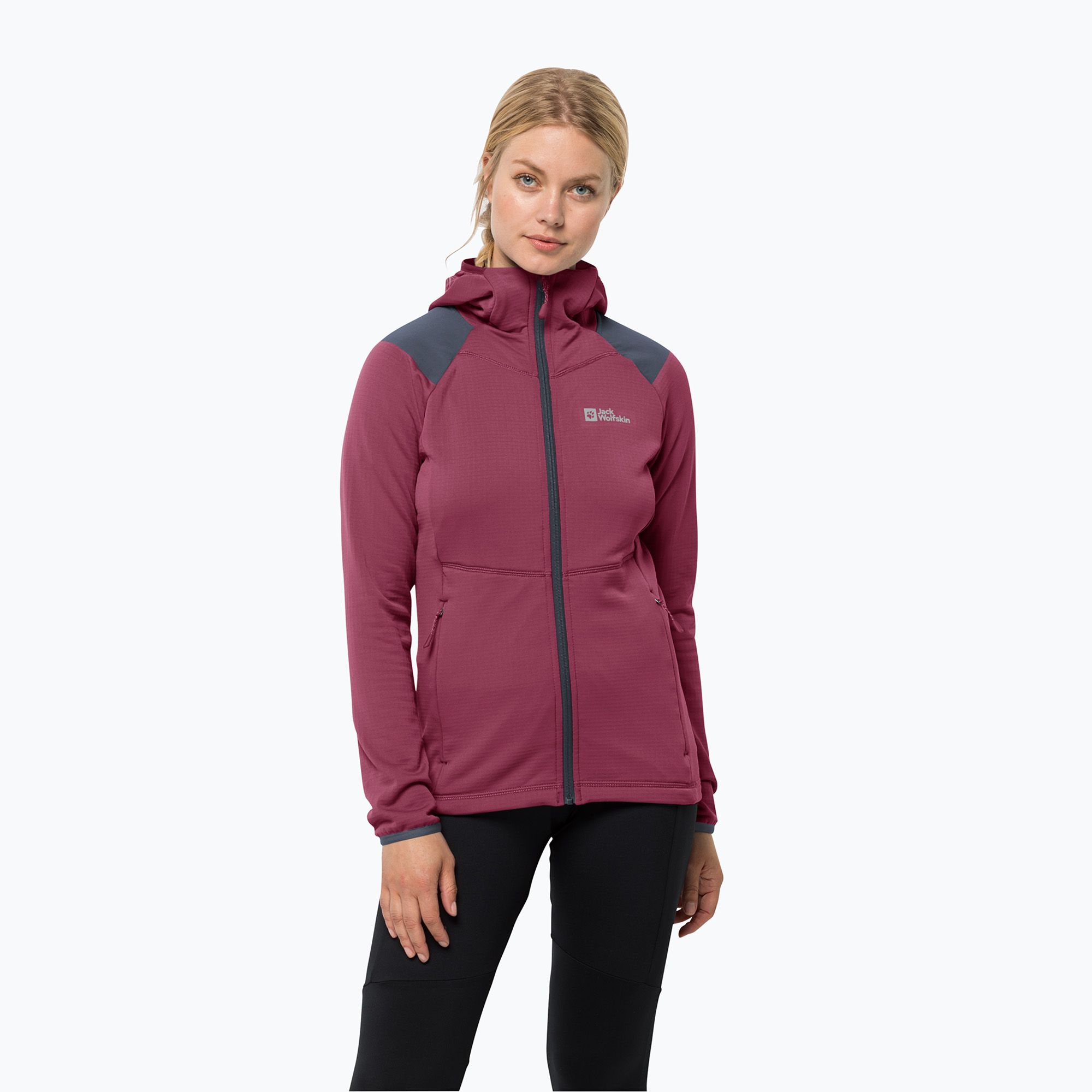 Bluza trekkingowa damska Jack Wolfskin Kolbenberg Hooded FZ sangria red 