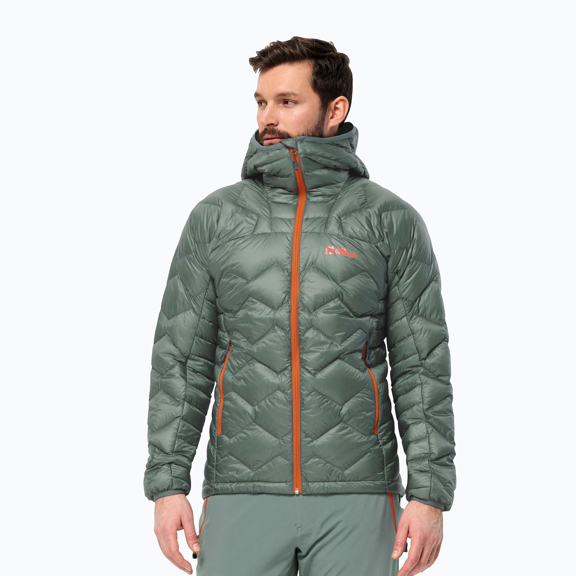 Kurtka skiturowa męska Jack Wolfskin Alpspitze Down Hoody hedge green 