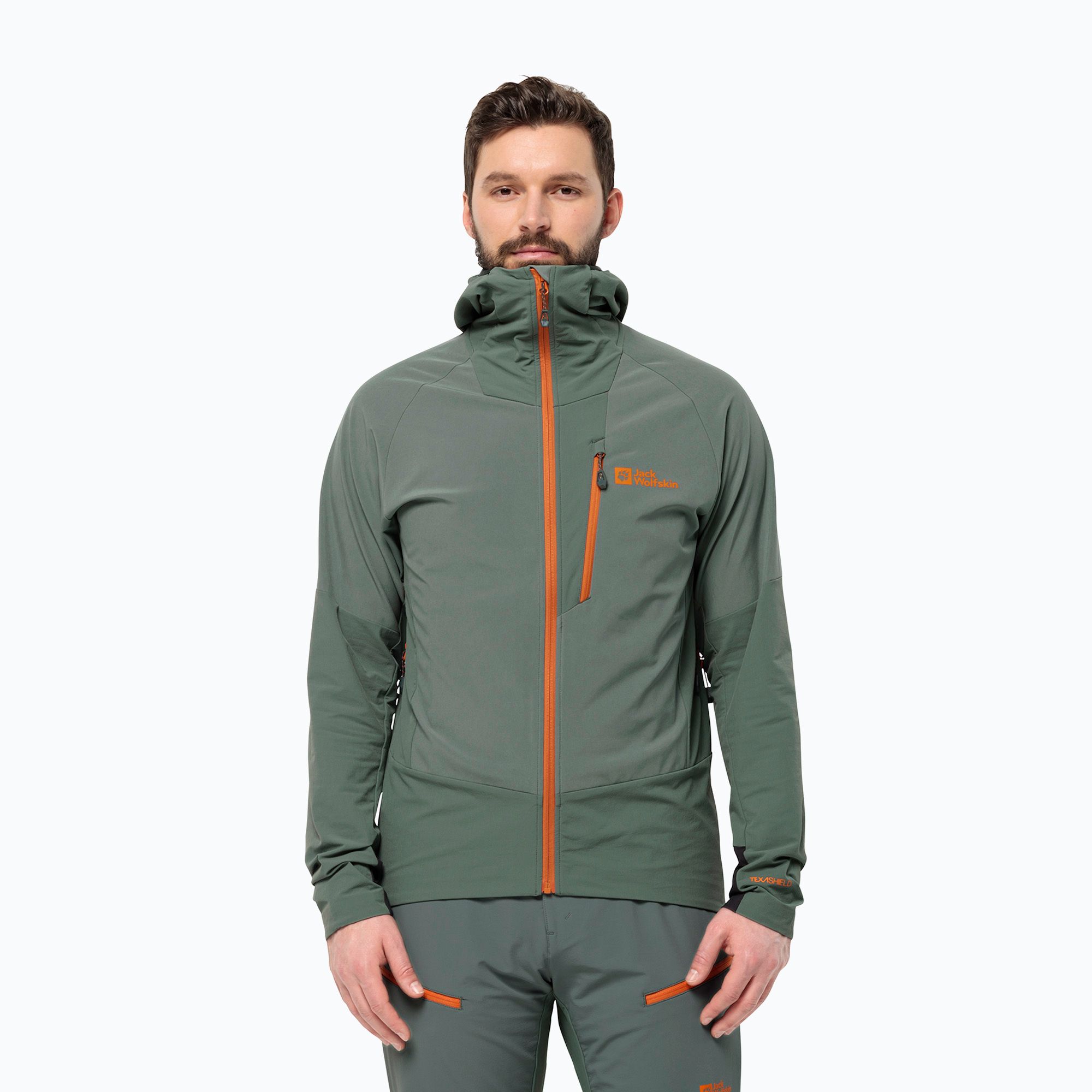 Kurtka softshell męska Jack Wolfskin Alpspitze Hoody hedge green 