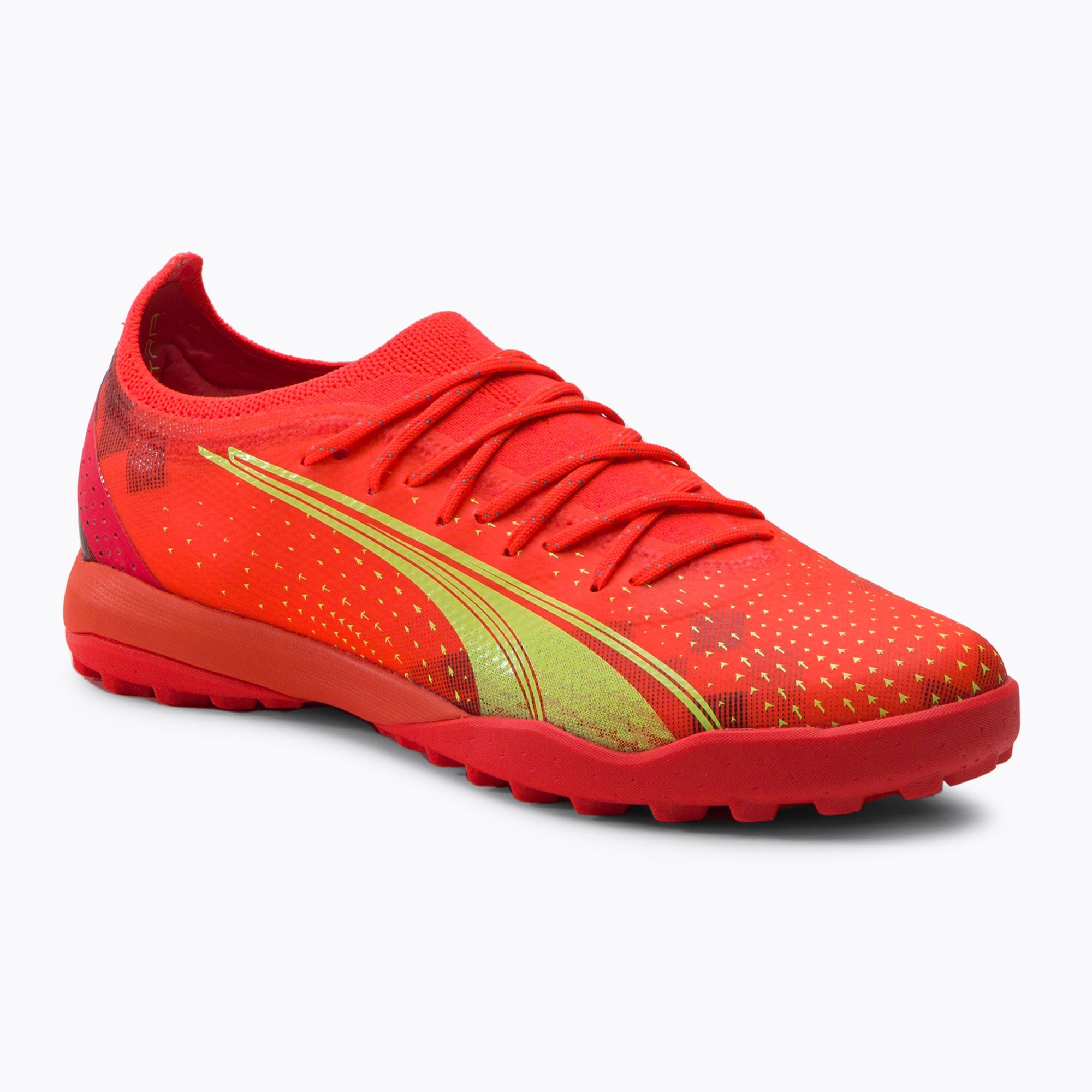 Buty piłkarskie męskie PUMA Ultra Ultimate Cage fiery coral/fizzy light/puma black 