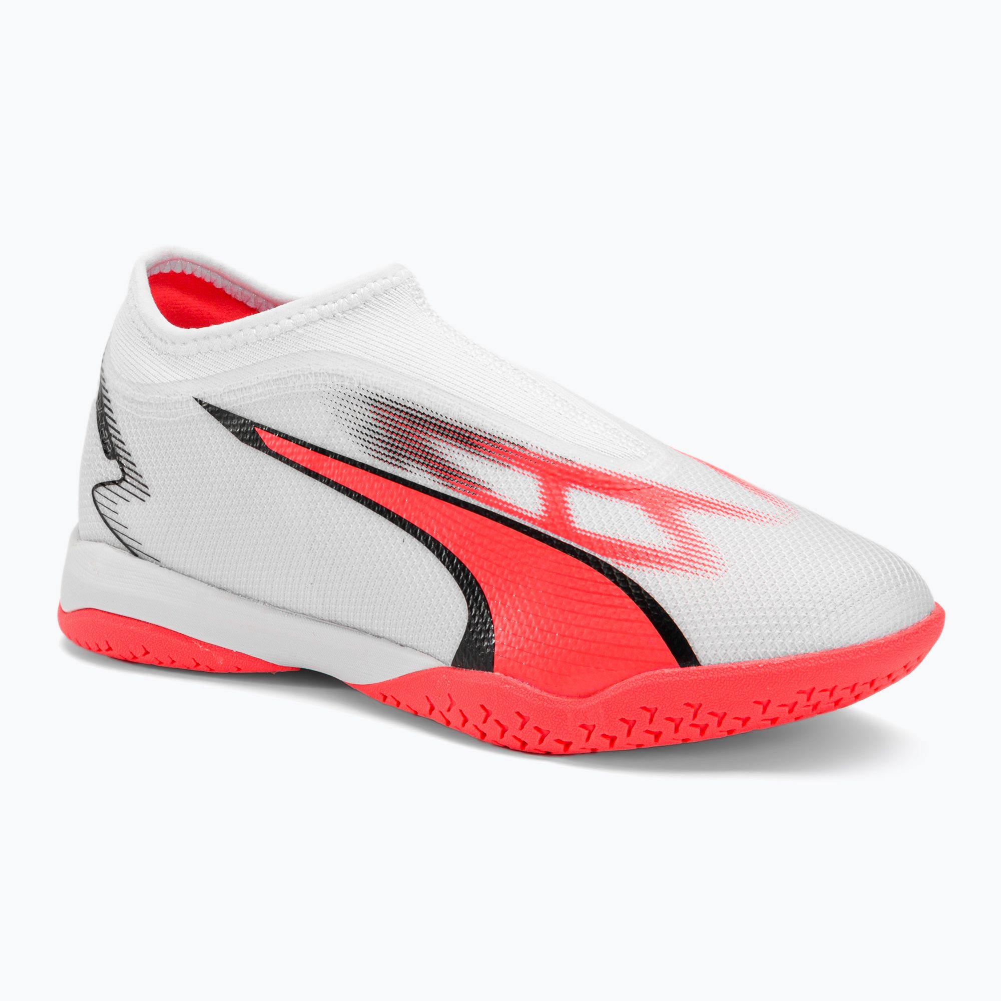Buty piłkarskie dziecięce PUMA Ultra Match LL IT + Mid puma white/puma black/fire orchid 