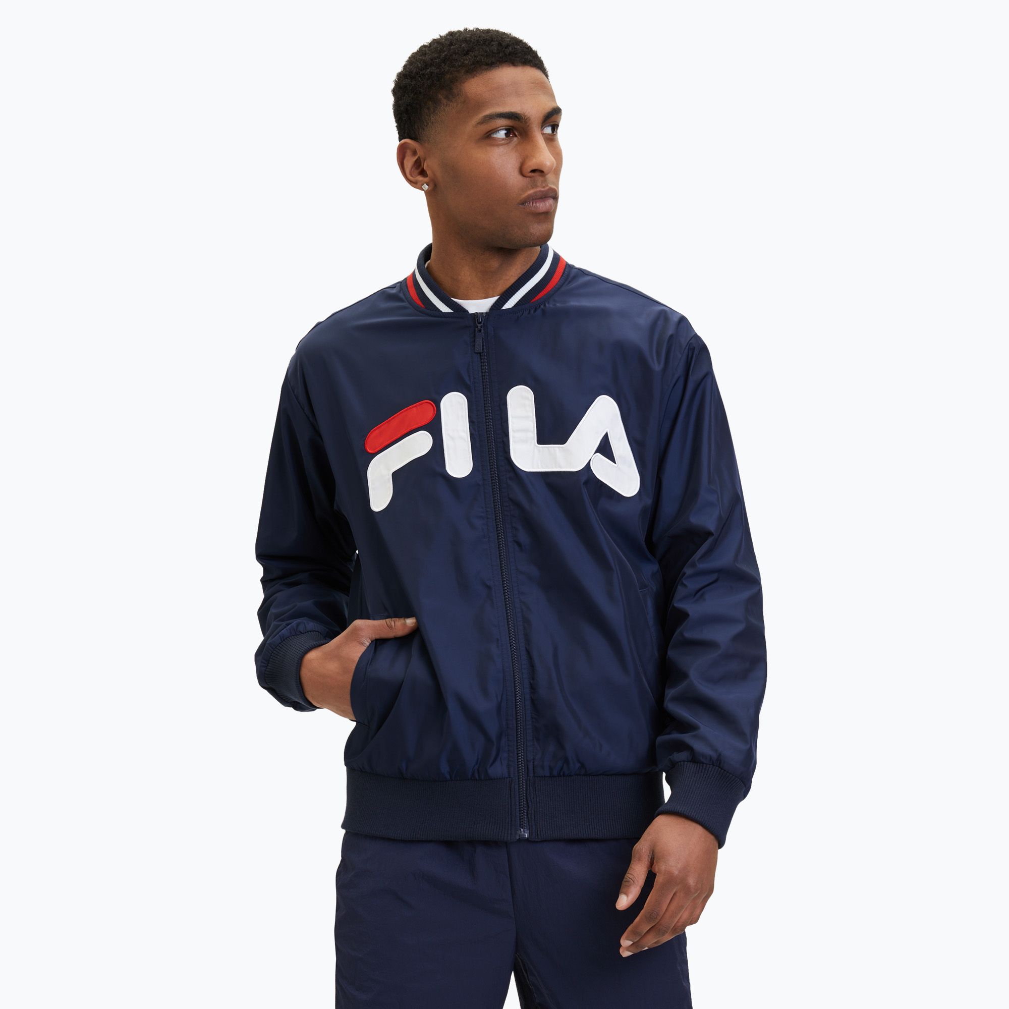 Kurtka męska FILA Logrono Logo Bomber black iris 