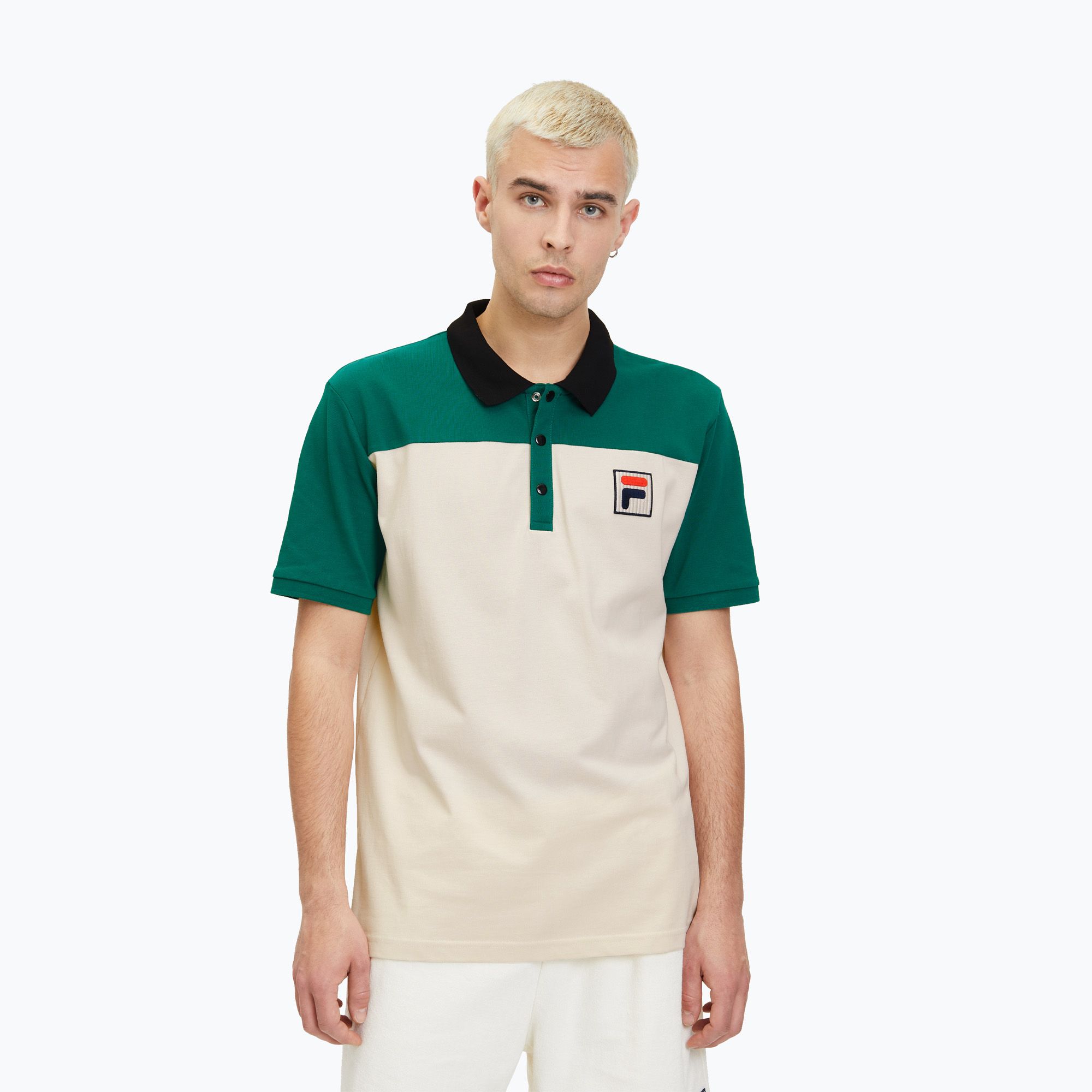 Koszulka polo męska FILA Lianshan Blocked antique white-aventurine 