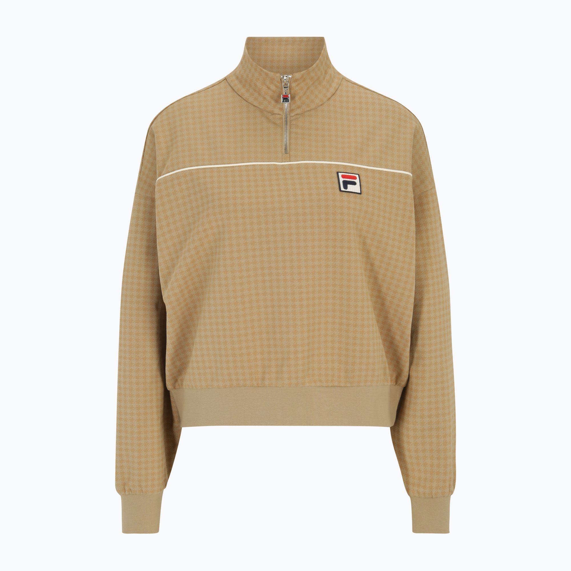 Bluza damska FILA Liebau Aop Half Zip Sweater cornstalk pepita aop 