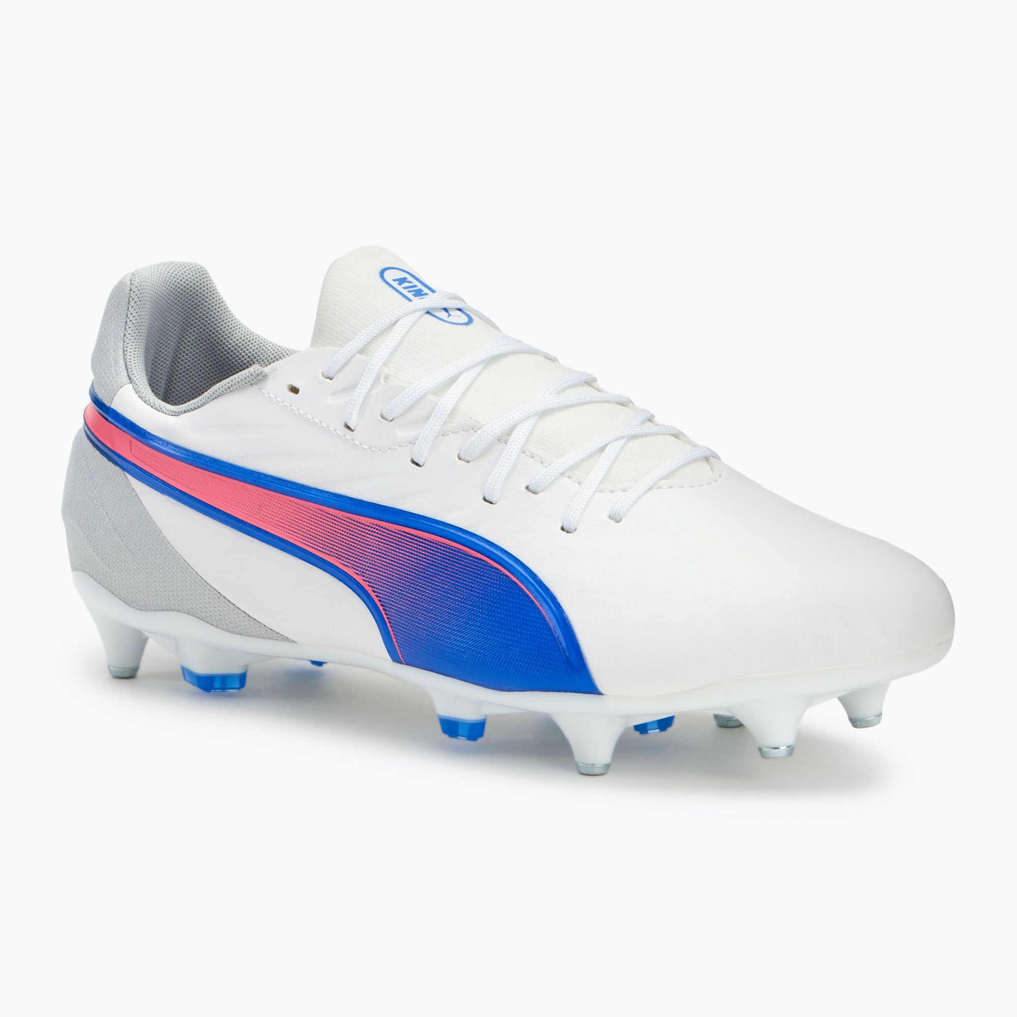 Buty piłkarskie męskie PUMA King Match MxSG puma white/bluemazing/flat light grey/sunset glow 