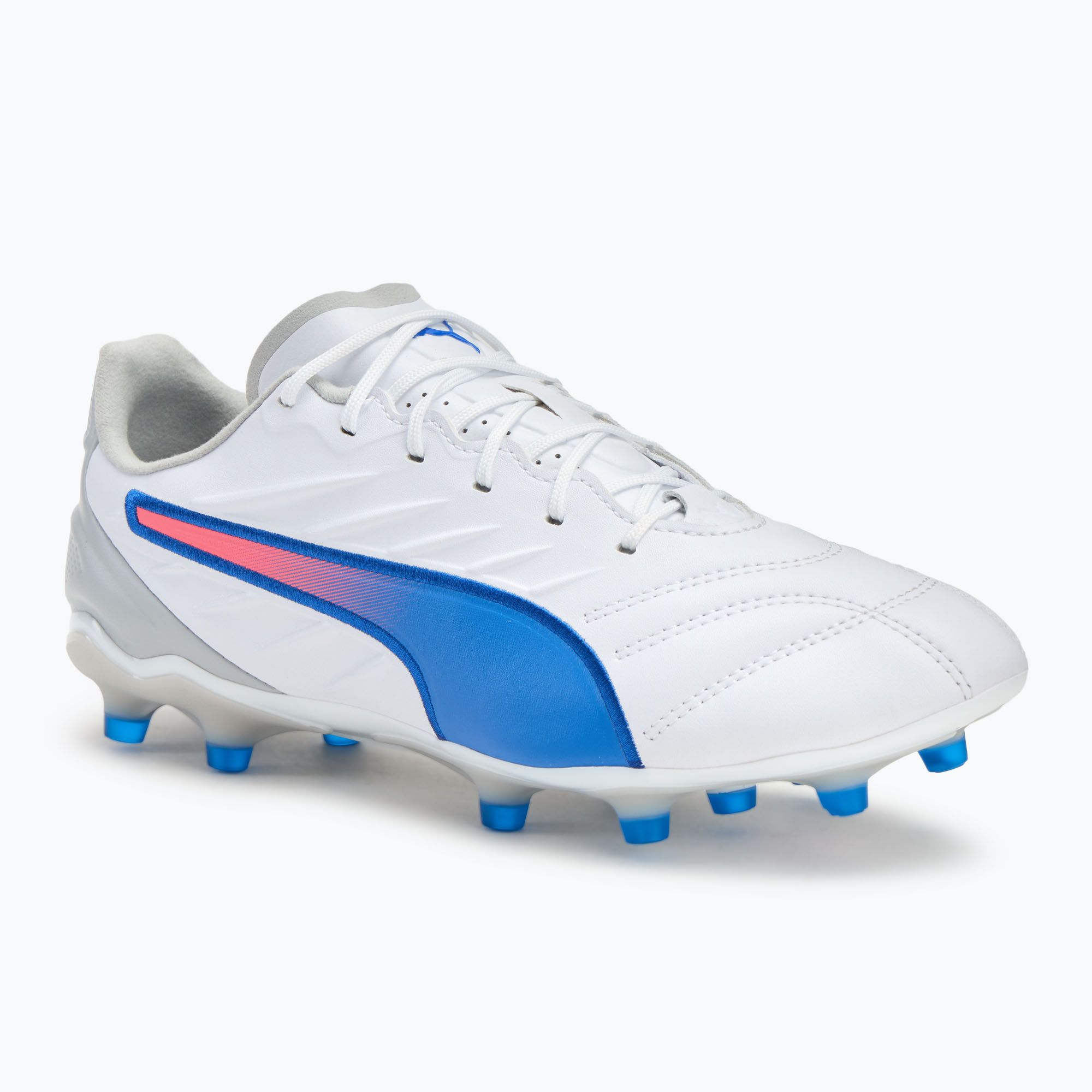Buty piłkarskie męskie PUMA King Pro FG/AG puma white/bluemazing/flat light grey/sunset glow 
