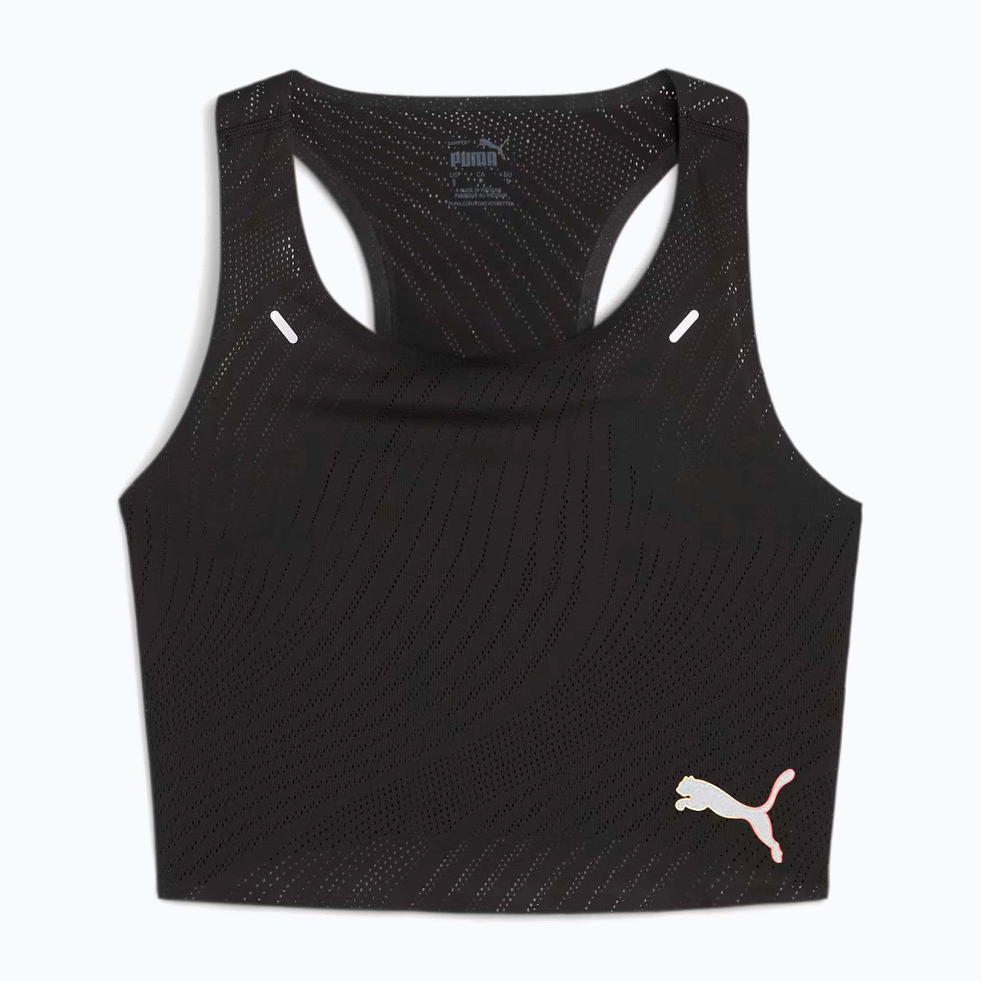 Top do biegania damski PUMA Run Ultraspun Crop puma black/ fireglow 