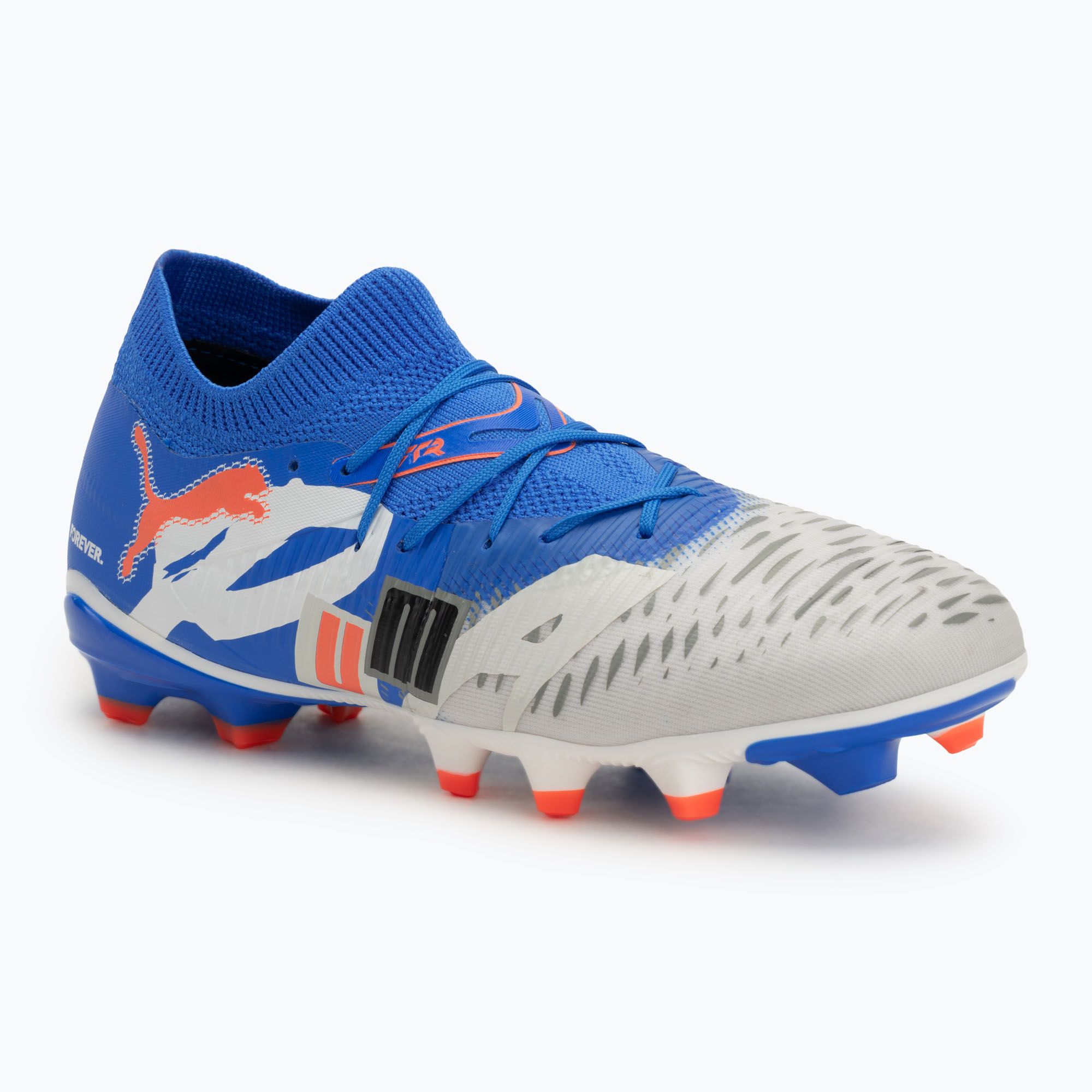 Buty piłkarskie męskie PUMA Future 8 Match Forever FG/AG white/ultra blue/feather gray/puma black/glowing red 