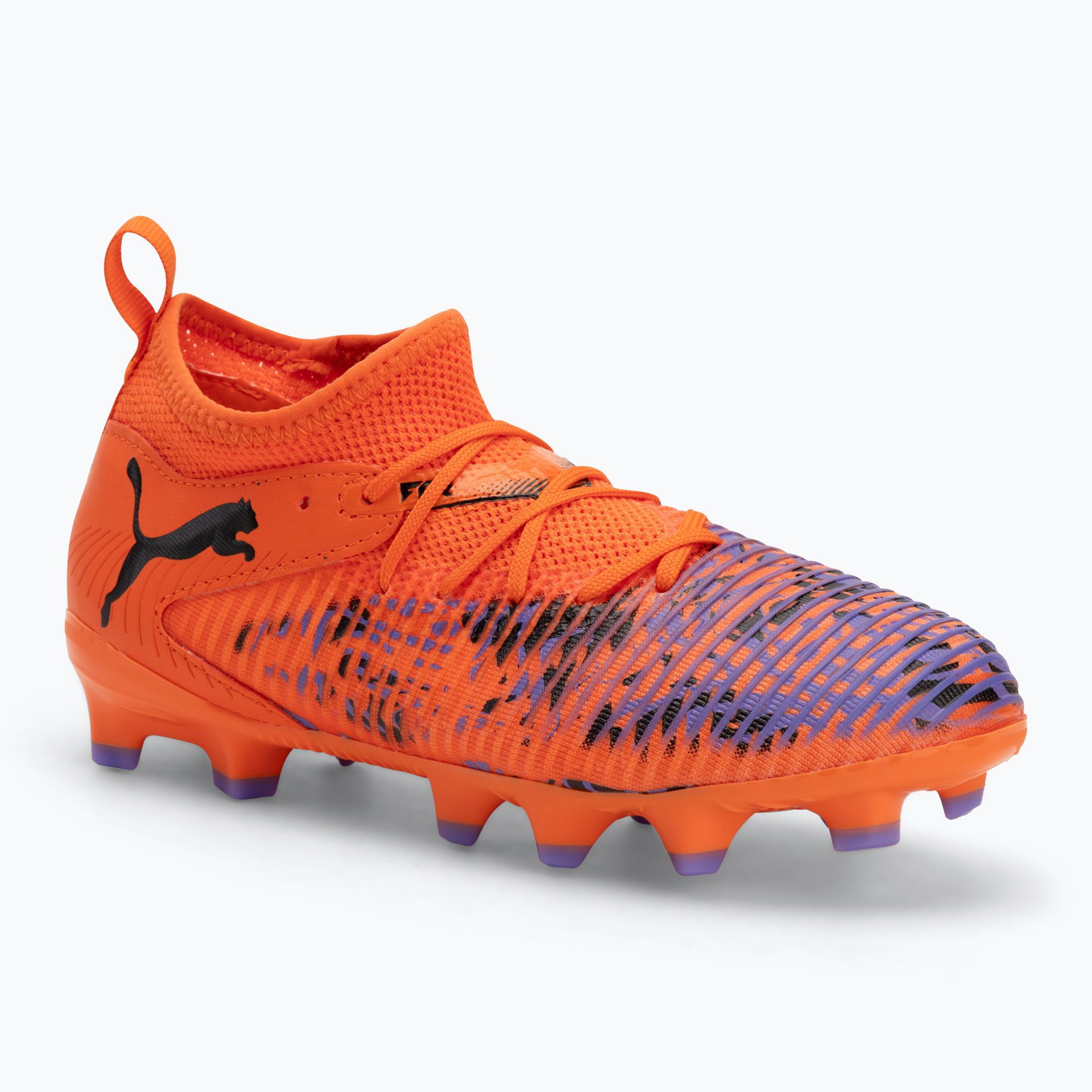 Buty piłkarskie dziecięce PUMA Future 8 Match Creativity FG/AG Jr orange poppy/puma black/dark amethyst 