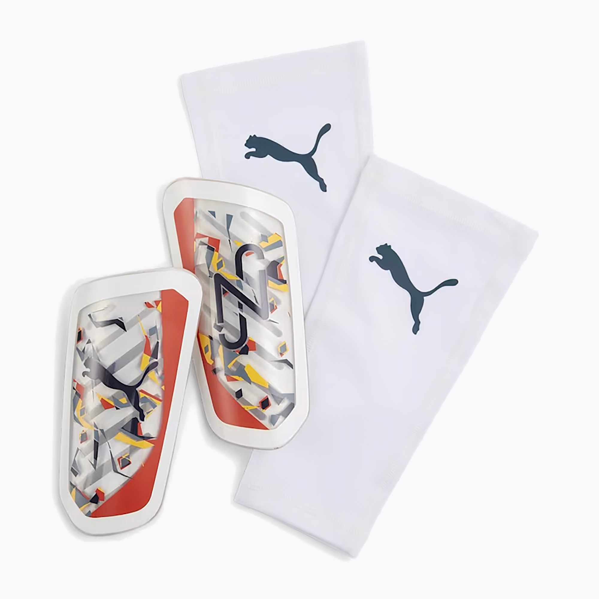 Ochraniacze na golenie PUMA Neymar JR Ultra Flex Sleeve puma white/hot heat/sun stream/puma black