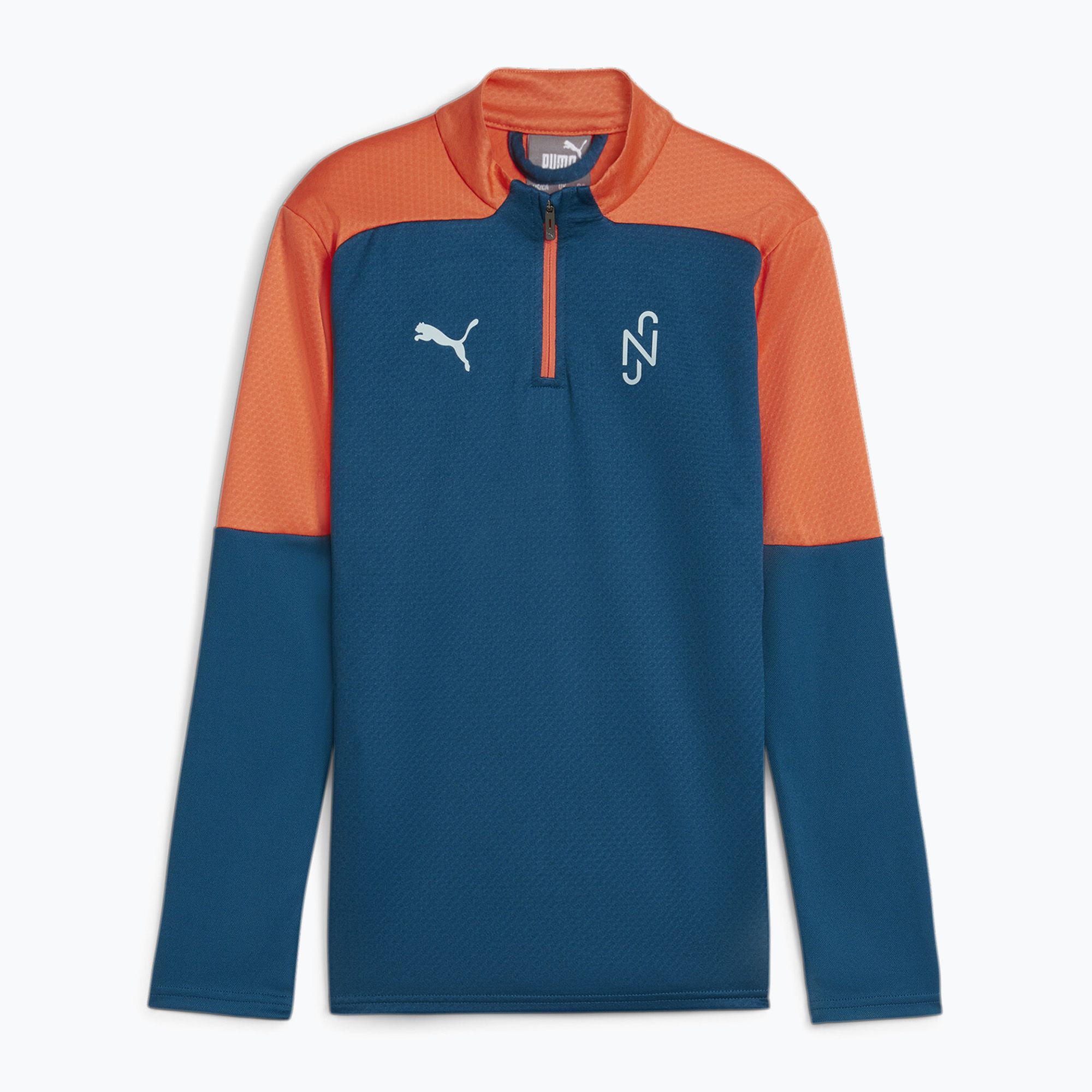 Bluza piłkarska dziecięca PUMA Neymar JR Creativity 1/4 Zip Top ocean tropic/hot heat 
