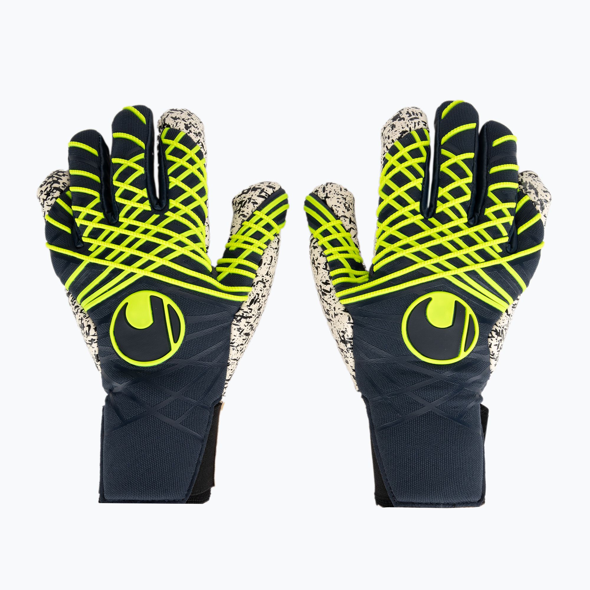 Rękawice bramkarskie uhlsport Prediction Supergrip + HN navy/white/fluo yellow 