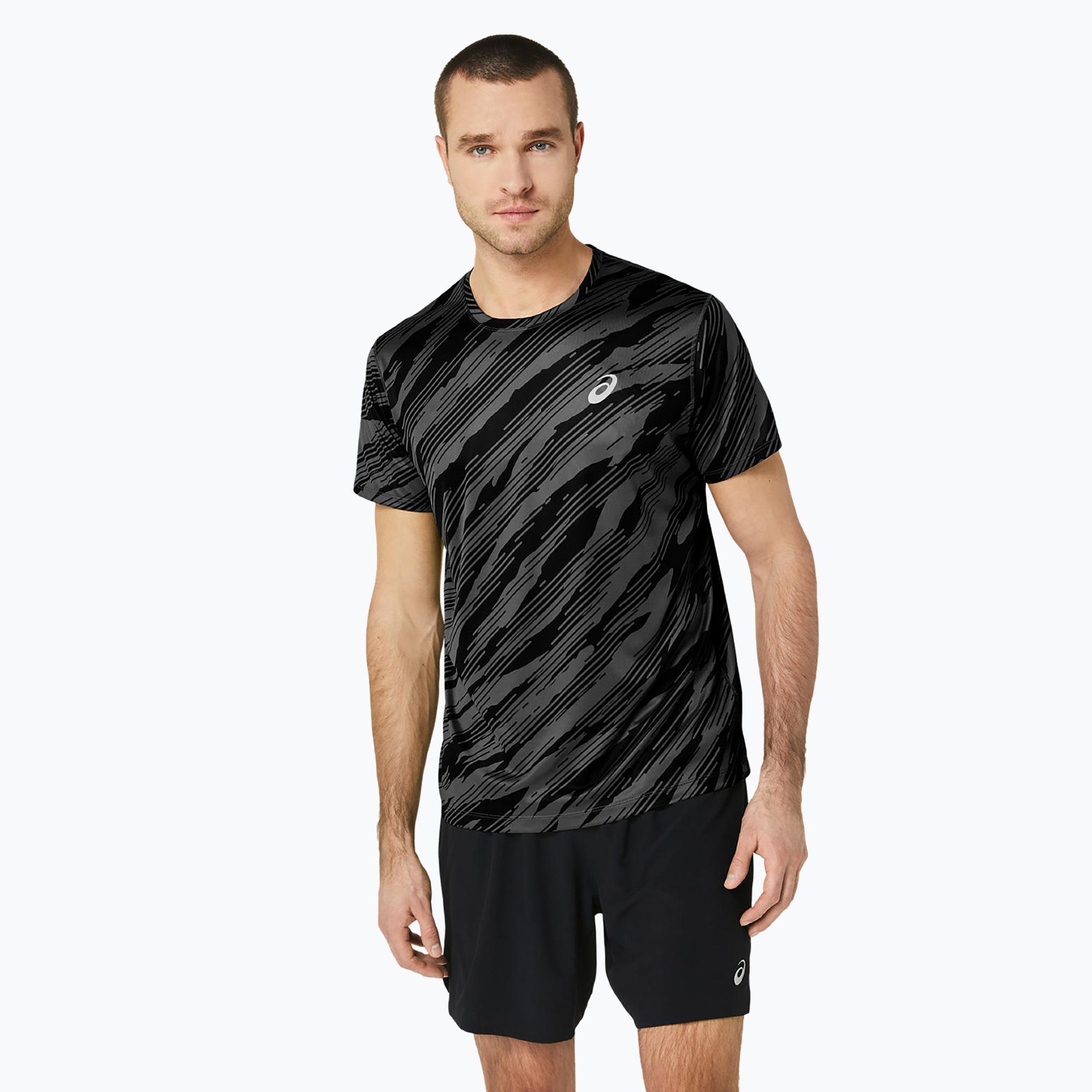 Koszulka do biegania męska ASICS All Over Print Top graphite grey/performance black 