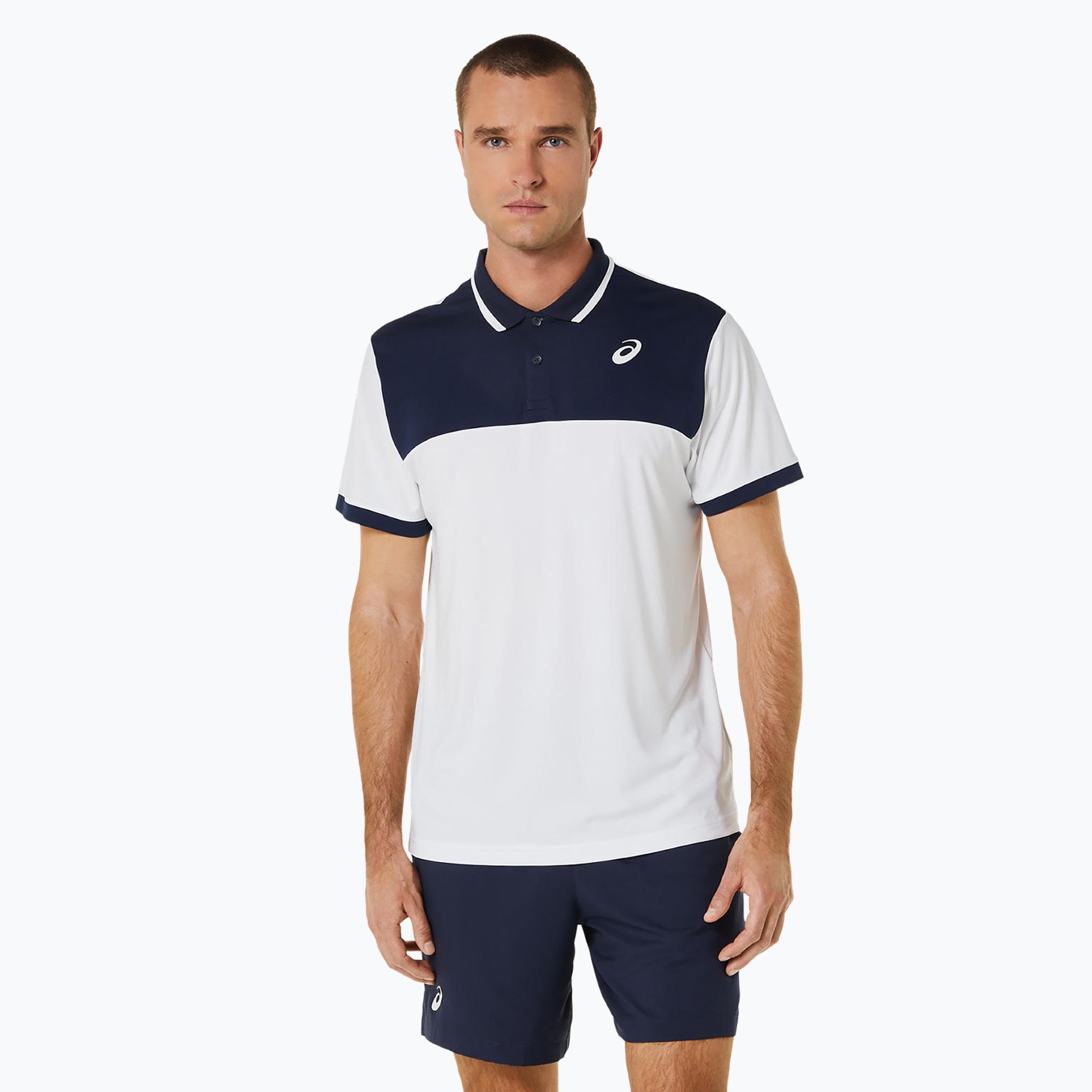 Koszulka polo męska ASICS Court Polo brilliant white/midnight 