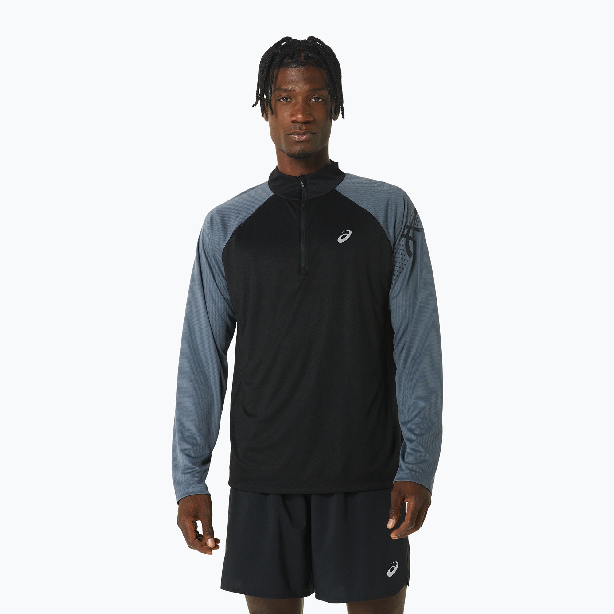 Longsleeve do biegania męski ASICS Icon 1/2 Zip performance black/carrier grey 
