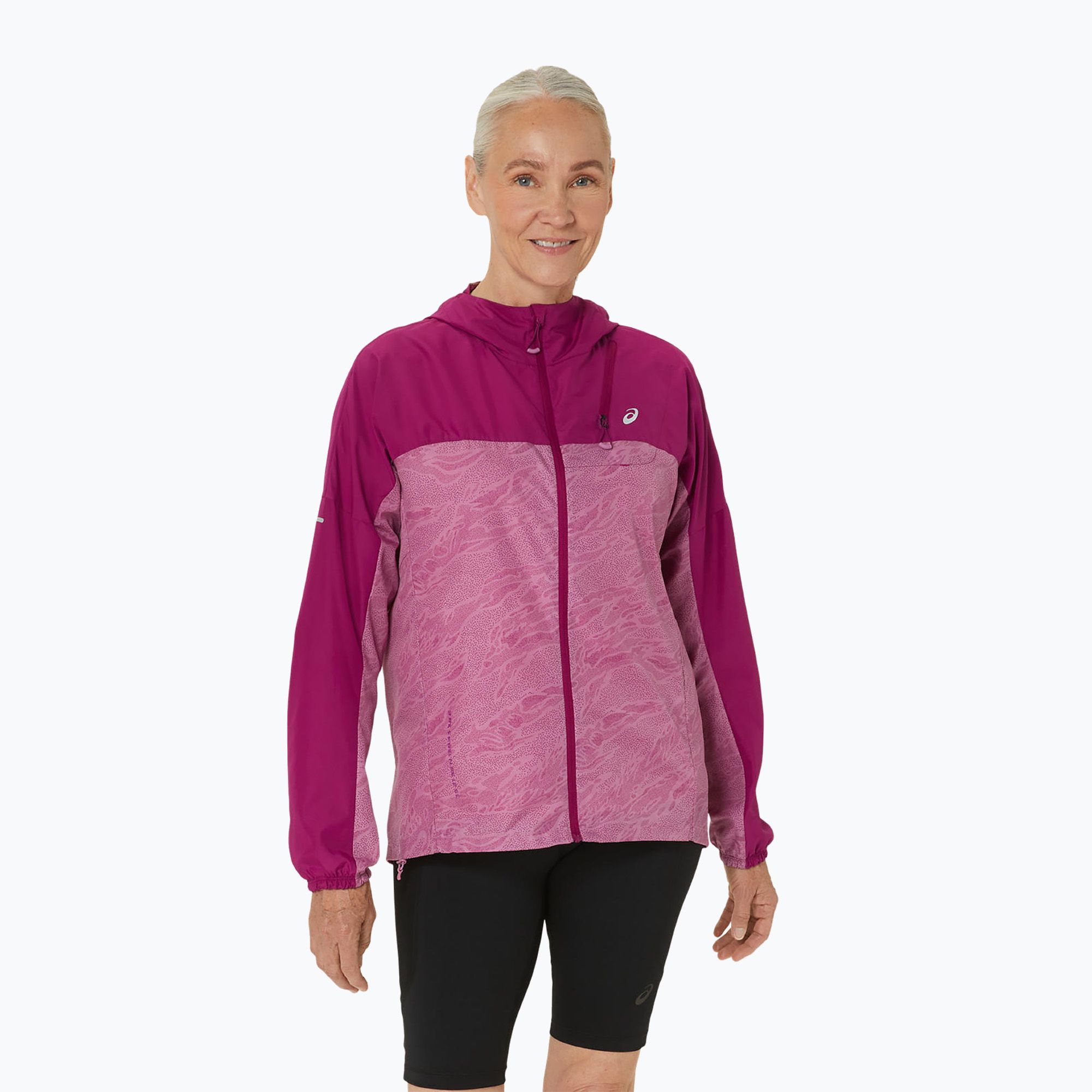 Kurtka do biegania damska ASICS Fujitrail Packable soft berry/blackberry 