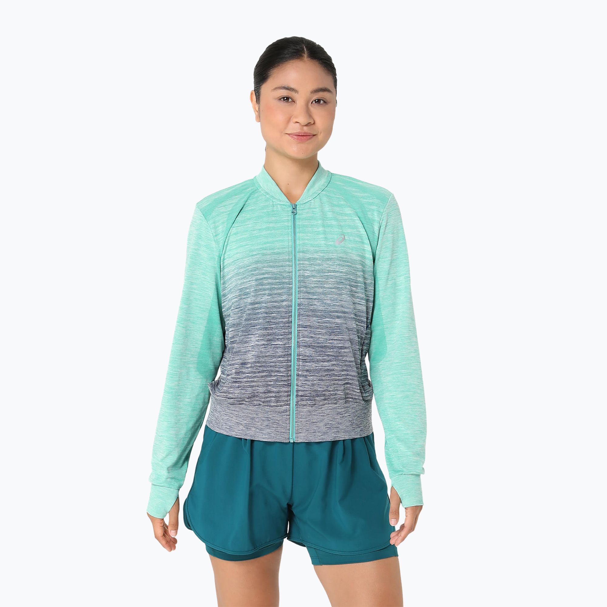 Kurtka do biegania damska ASICS Nagino Run Seamless aurora green/blue expanse 