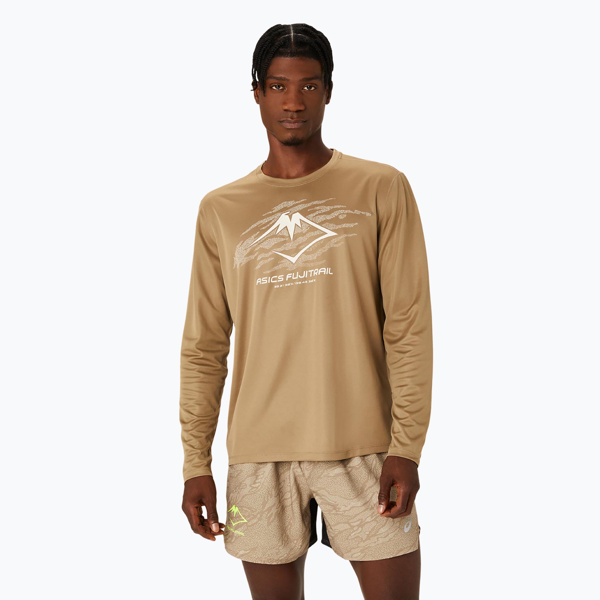 Longsleeve do biegania męski ASICS Fujitrail Logo pepper/feather grey/oatmeal 