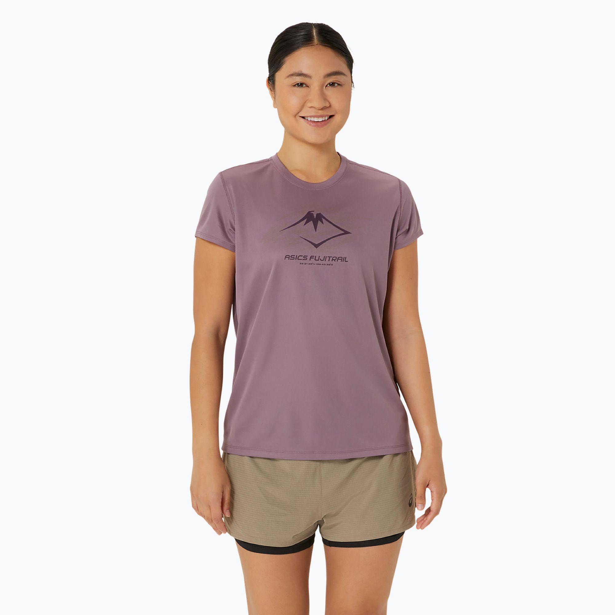 Koszulka do biegania damska ASICS Fujitrail Logo dusty mauve 