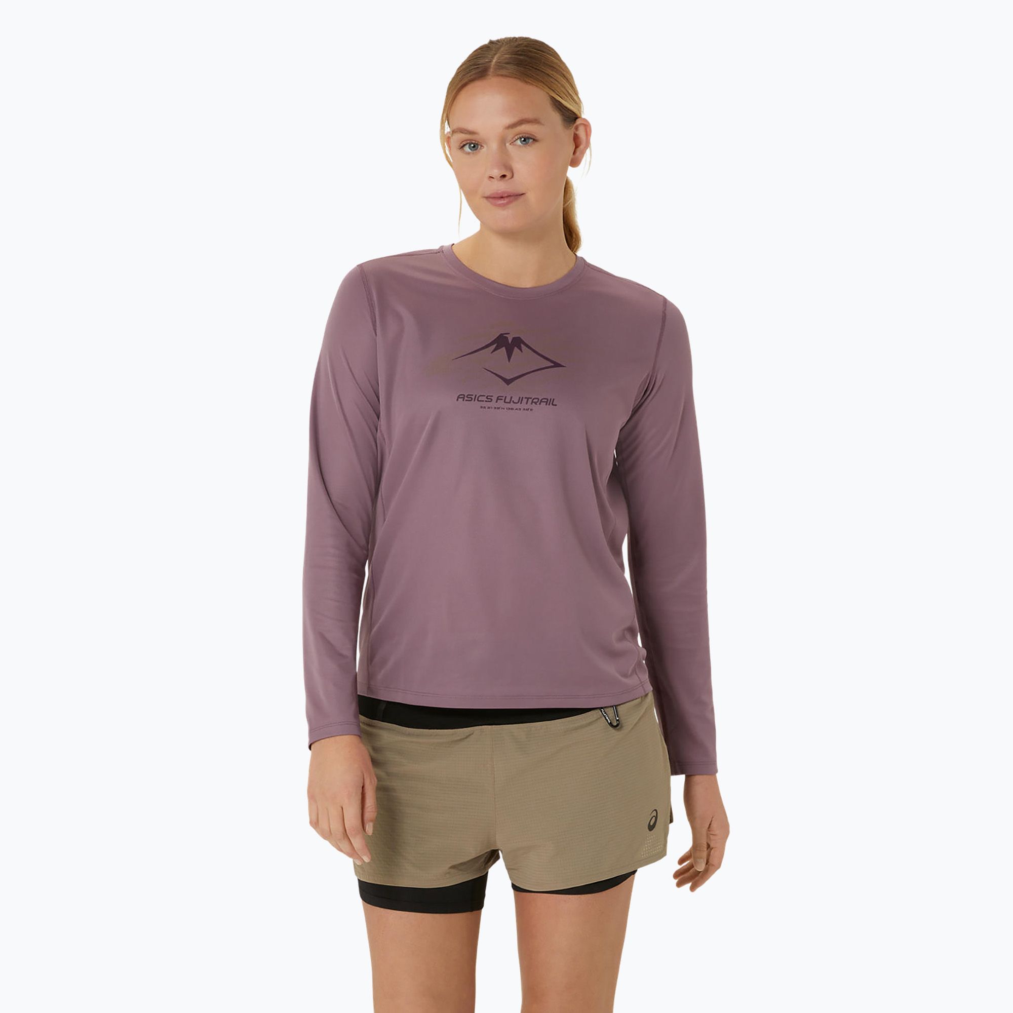 Longsleeve do biegania damski ASICS Fujitrail Logo dusty mauve 