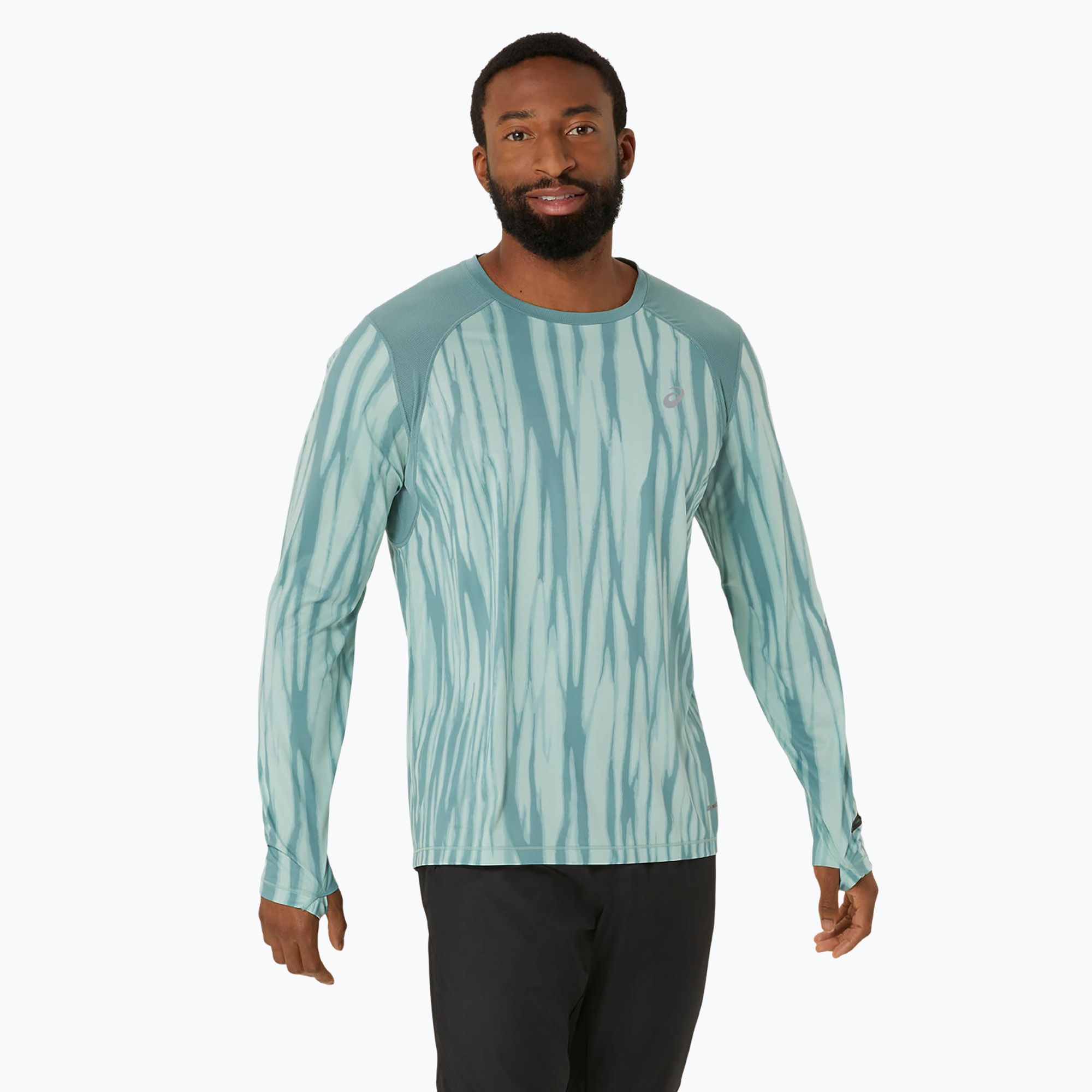 Longsleeve do biegania męski ASICS Road All Over Print light celadon/celadon 