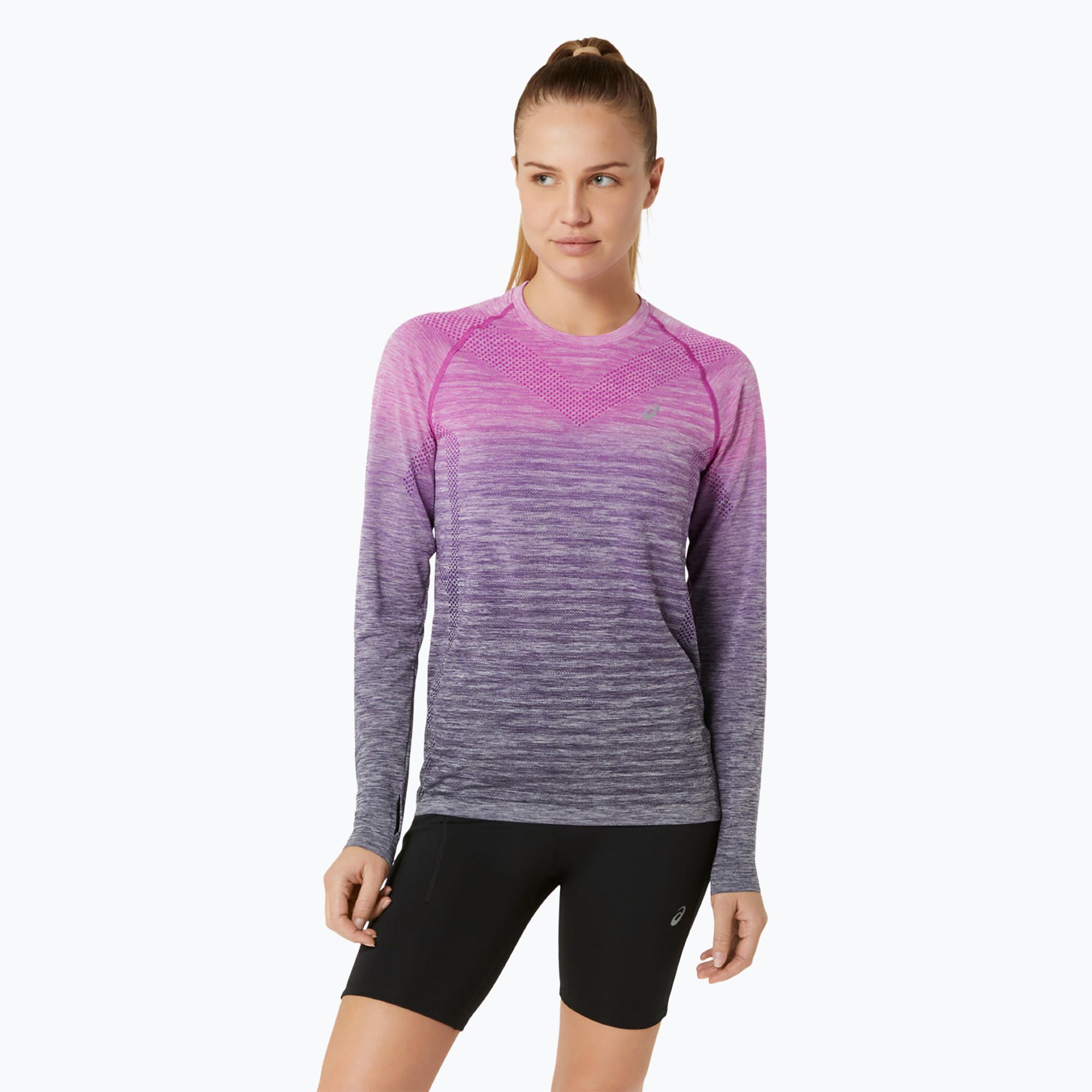 Longsleeve do biegania damski ASICS Seamless bold magenta/blue expanse 
