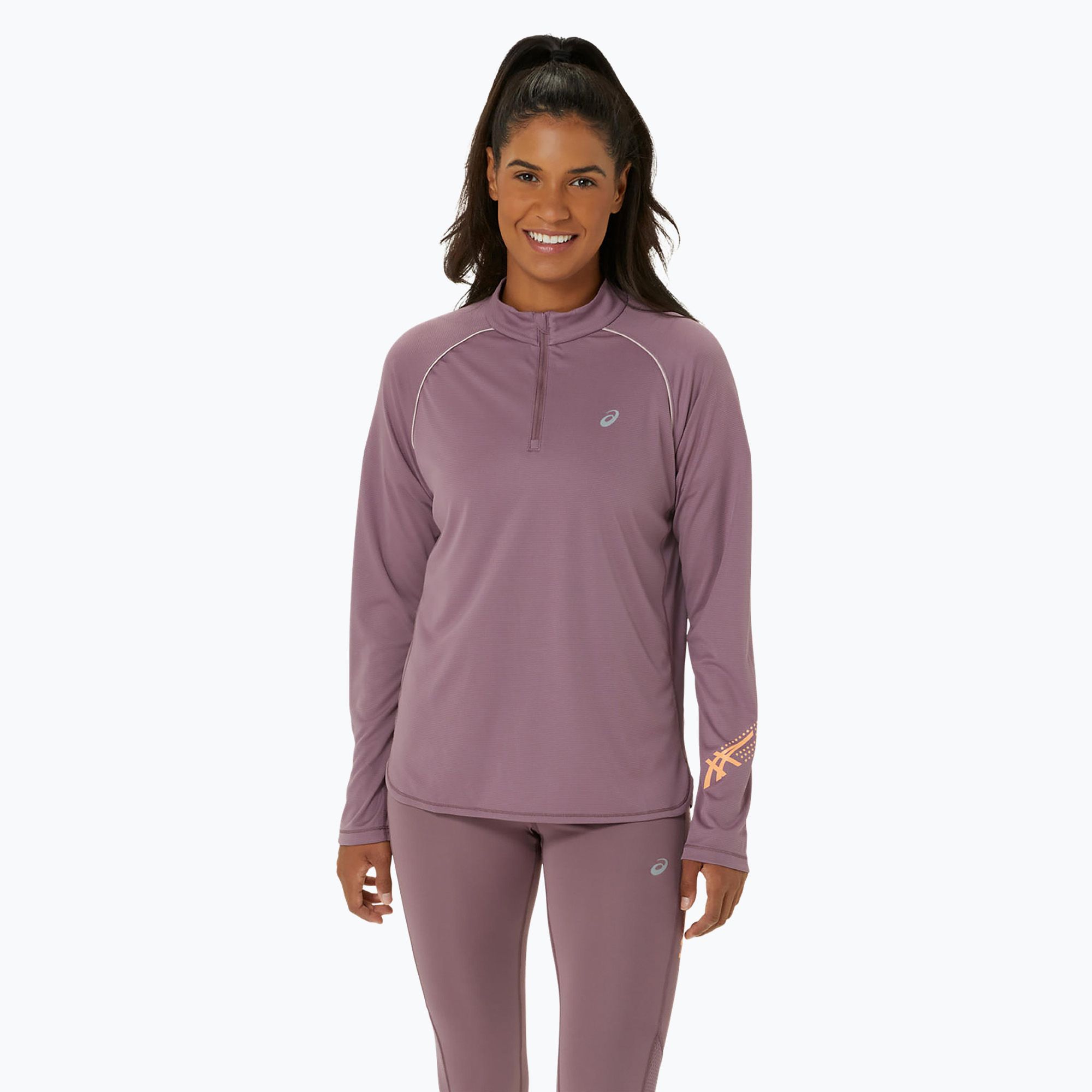 Longsleeve do biegania damski ASICS Icon 1/2 Zip dusty mauve/watershed rose 